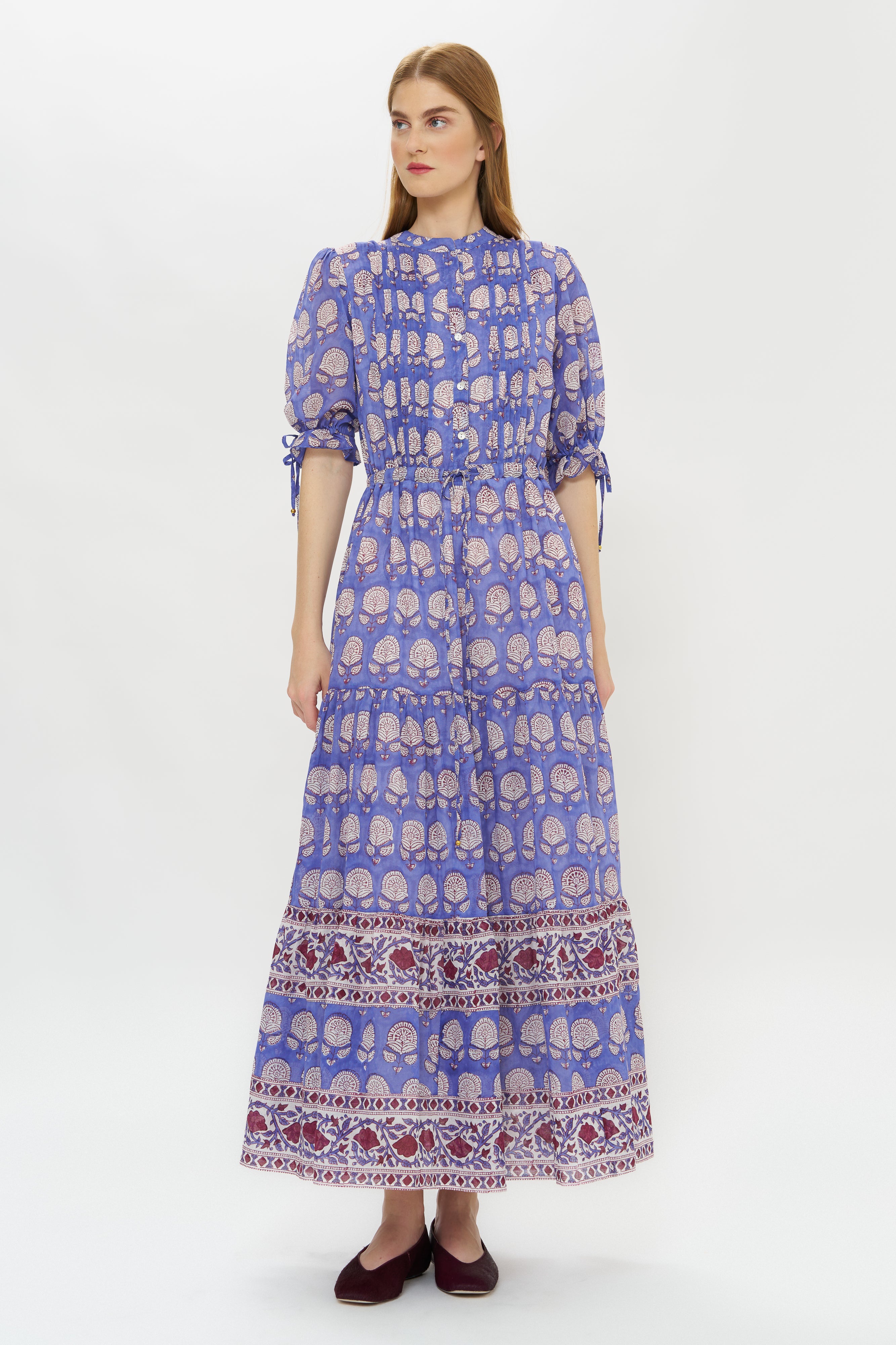 Cinched Pintuck Maxi- Trento Cobalt