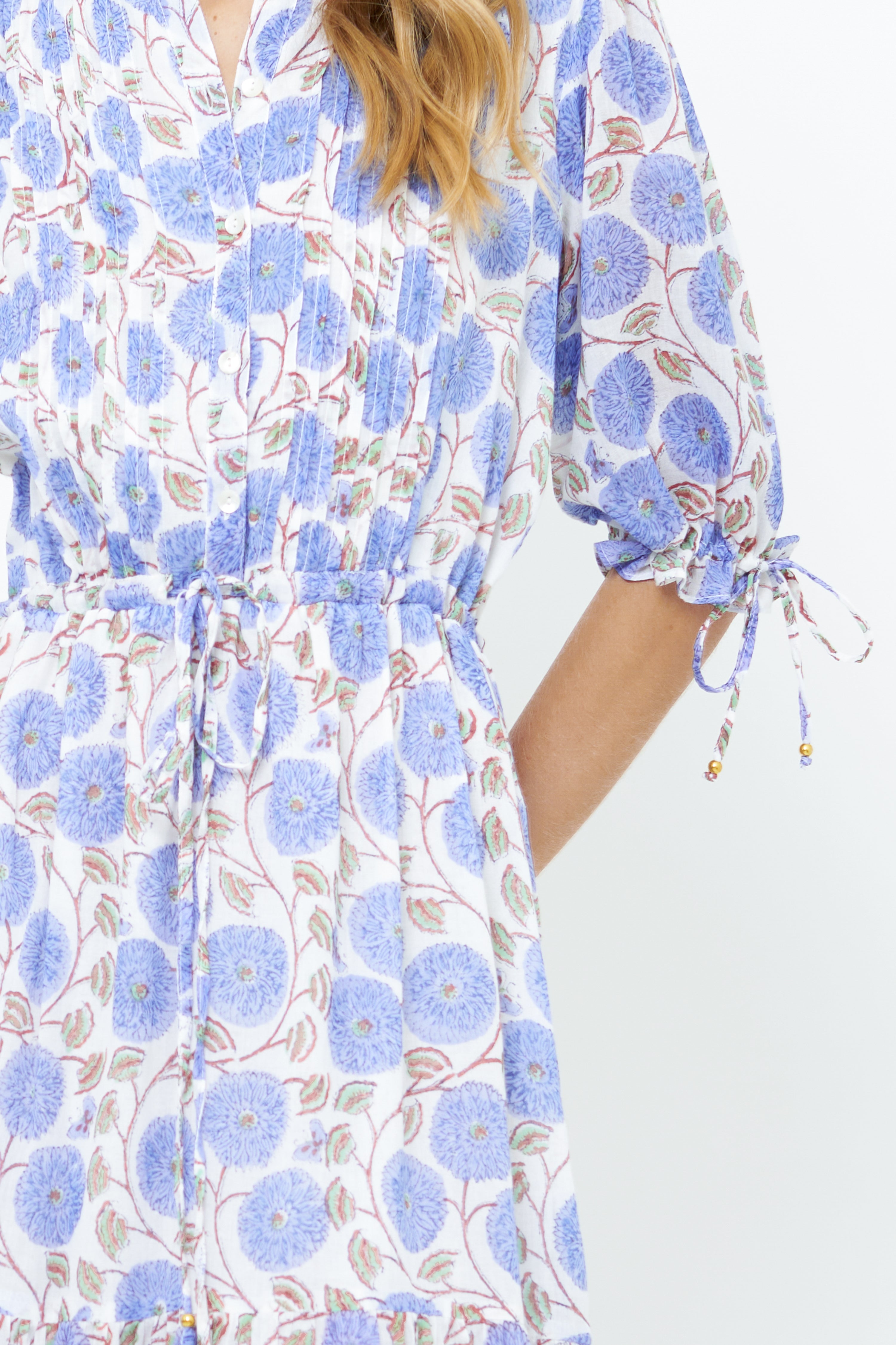 Cinched Pintuck Maxi- Monarch Blue