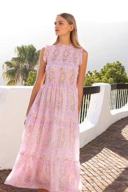 Sleeveless Smocked Maxi- Samode Lilac