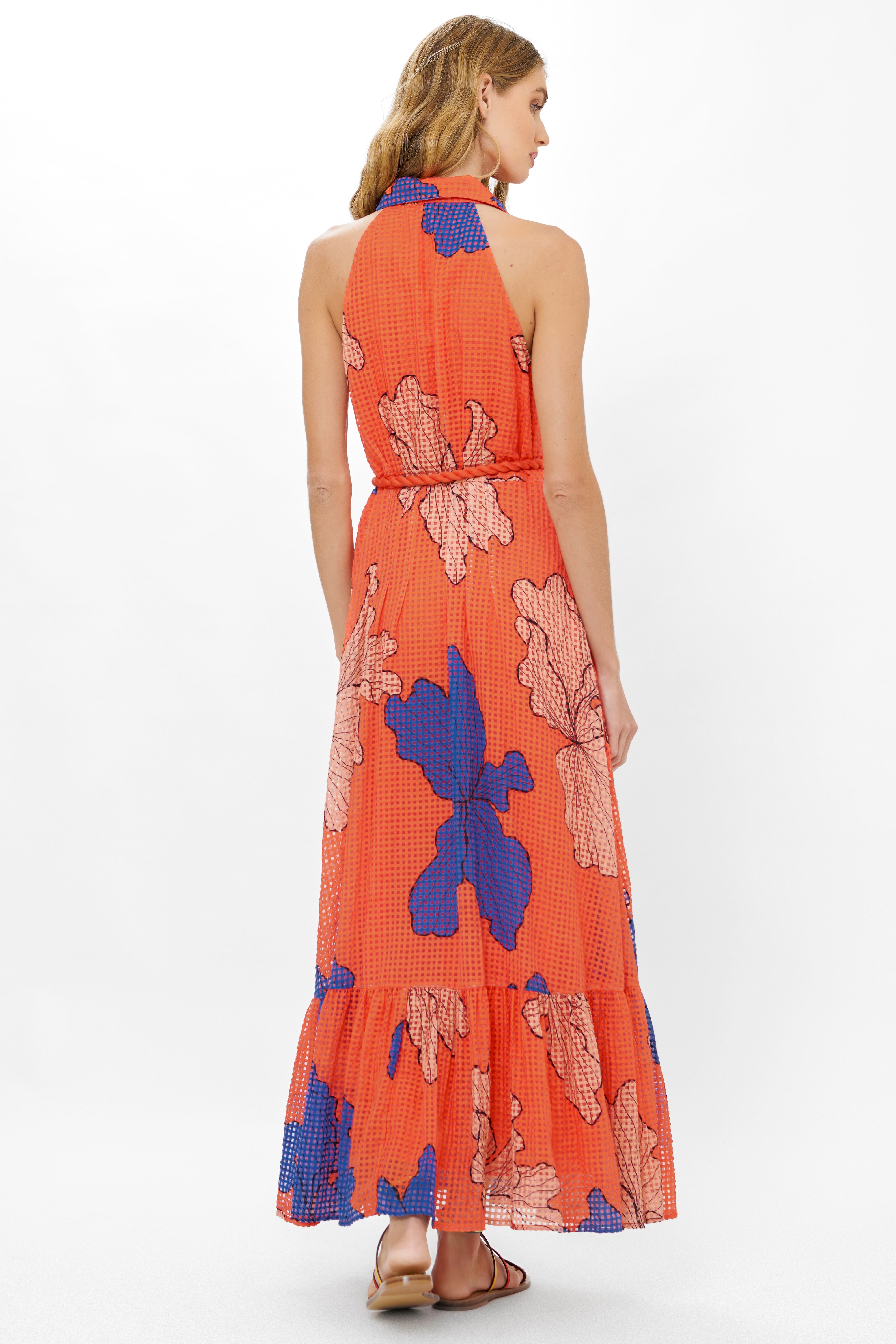 Sleeveless Shirt Dress Maxi- Bora Bora Red