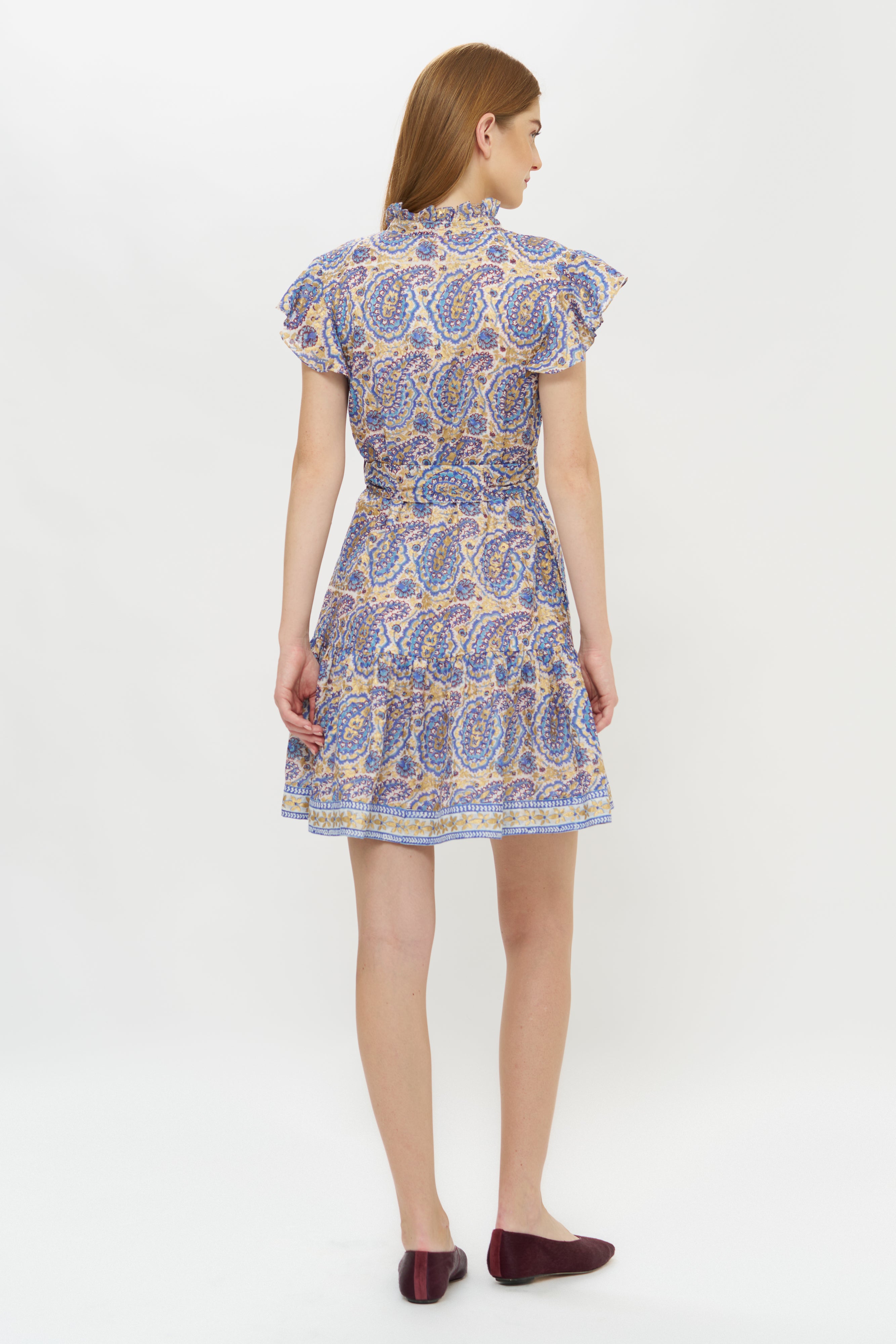Ruffle Collar Button Mini- Izmir Blue