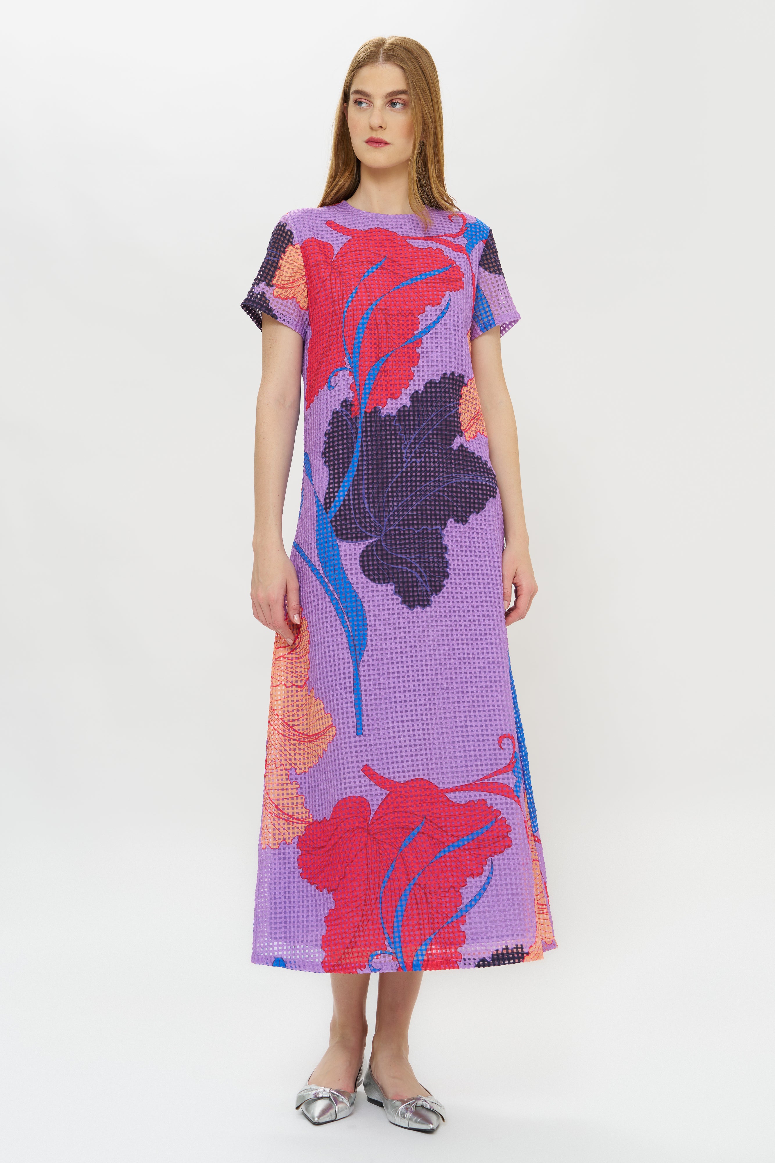 Short Sleeve Shift Maxi- Hague Lavender