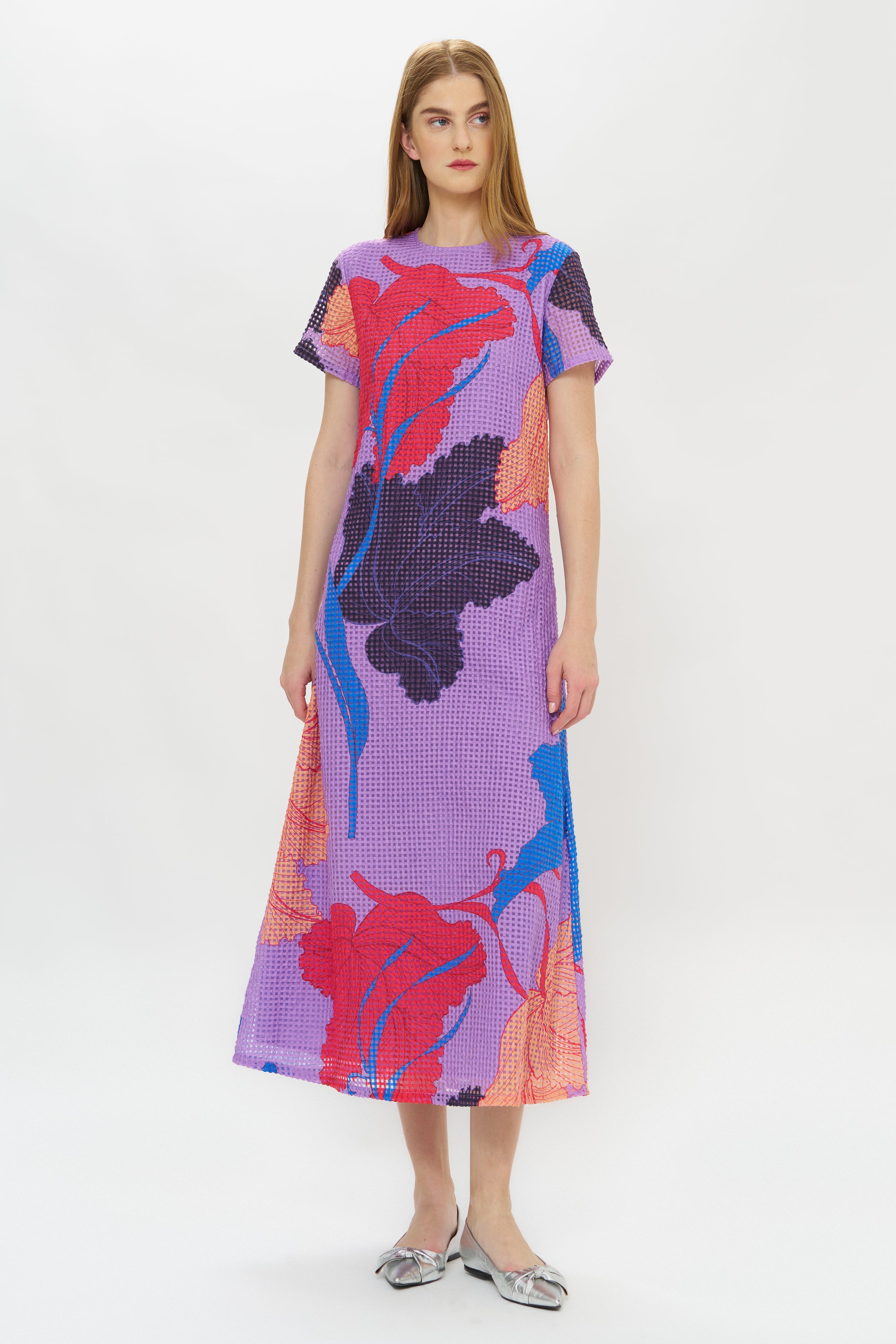 Short Sleeve Shift Maxi- Hague Lavender
