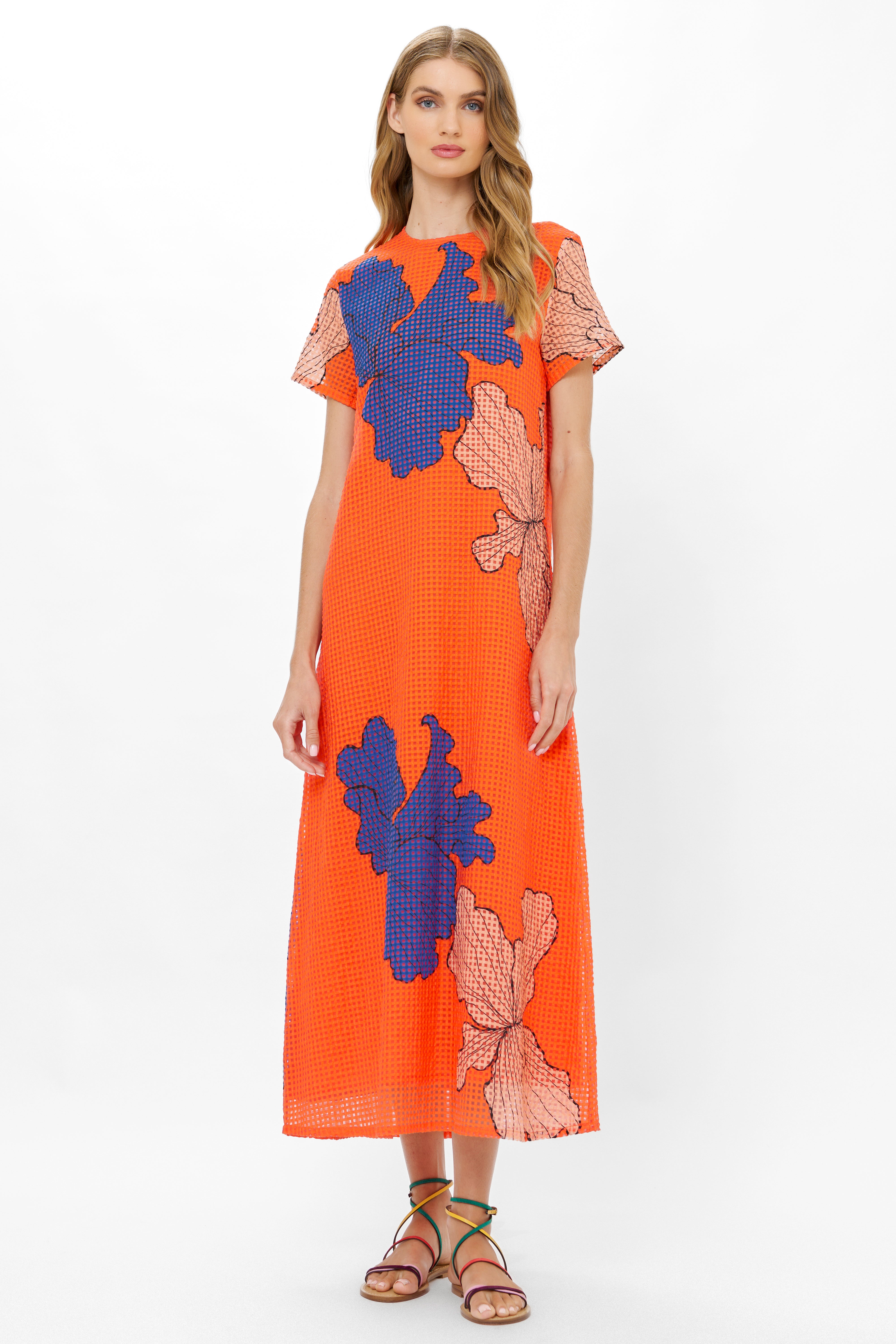 Short Sleeve Shift Maxi- Bora Bora Red