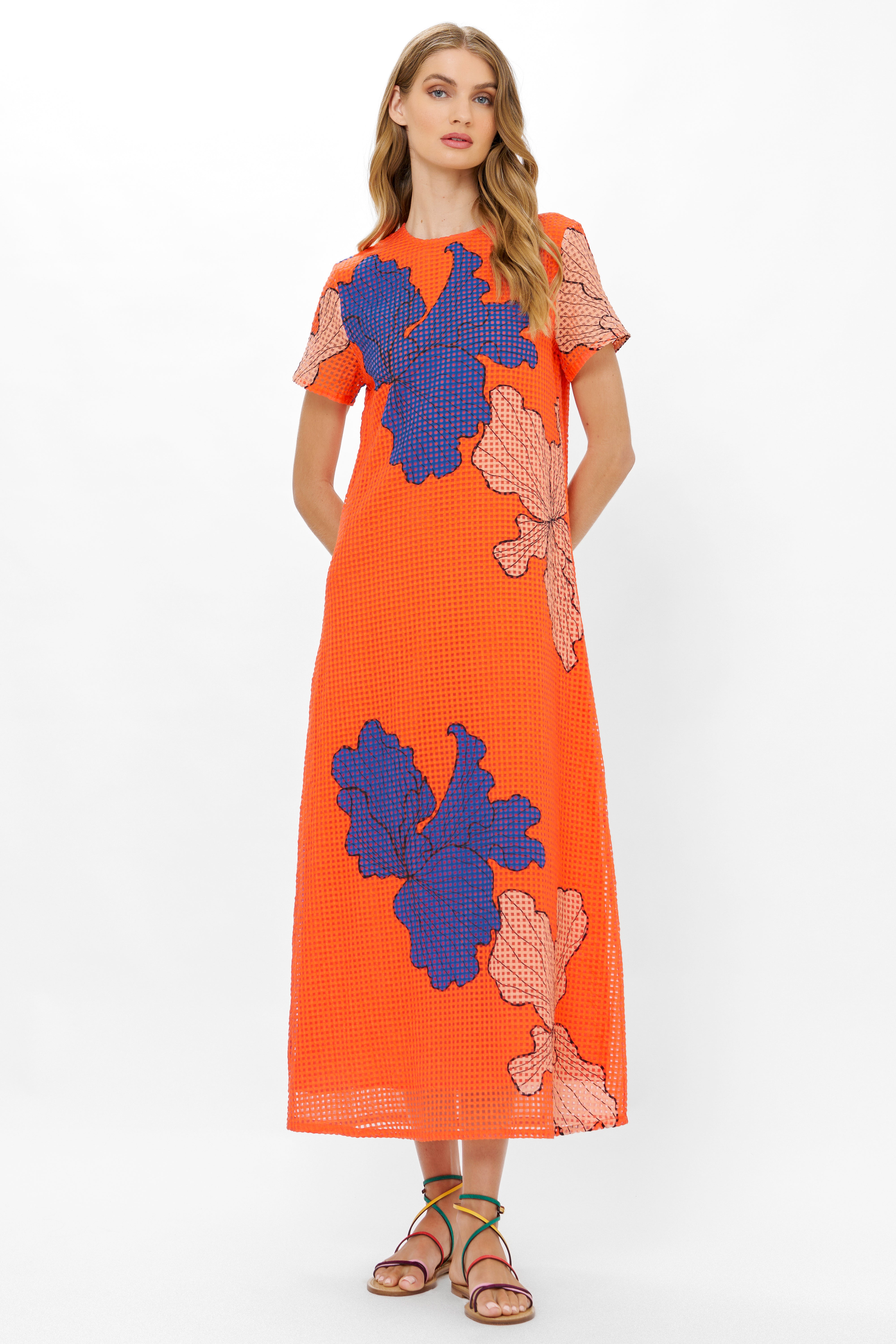 Short Sleeve Shift Maxi- Bora Bora Red