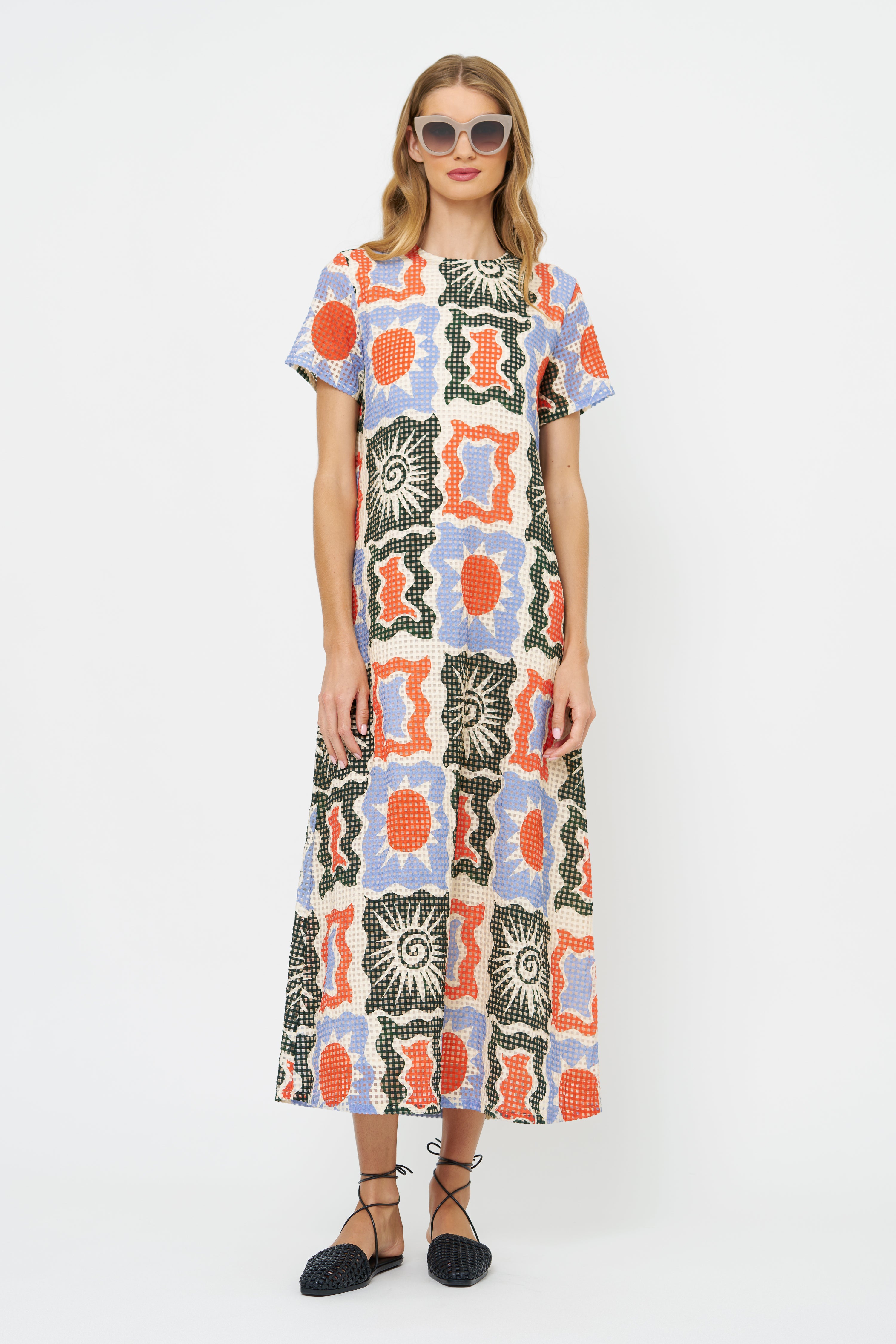 Short Sleeve Shift Maxi- Helios Blue