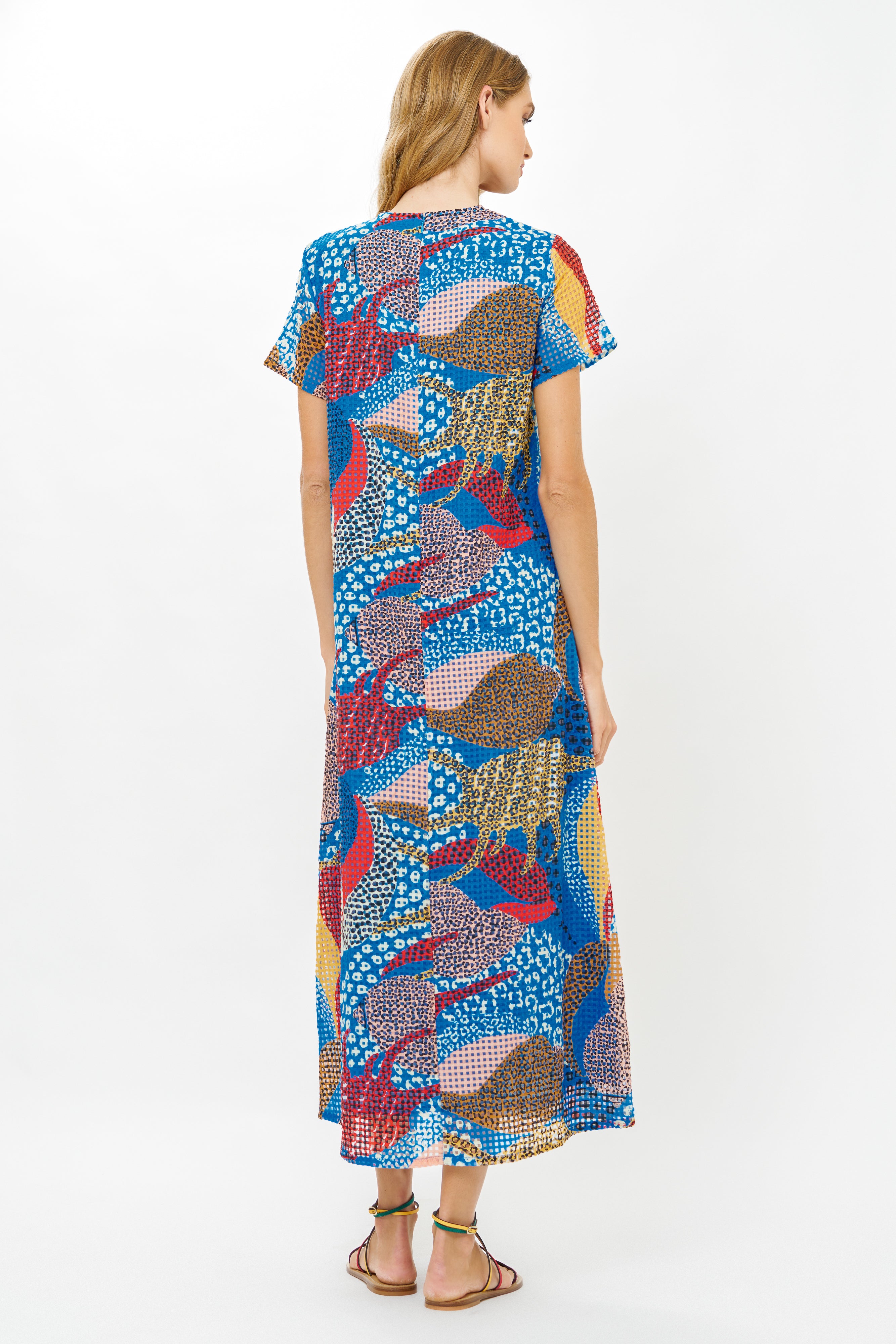 Short Sleeve Shift Maxi- Nautilus Blue