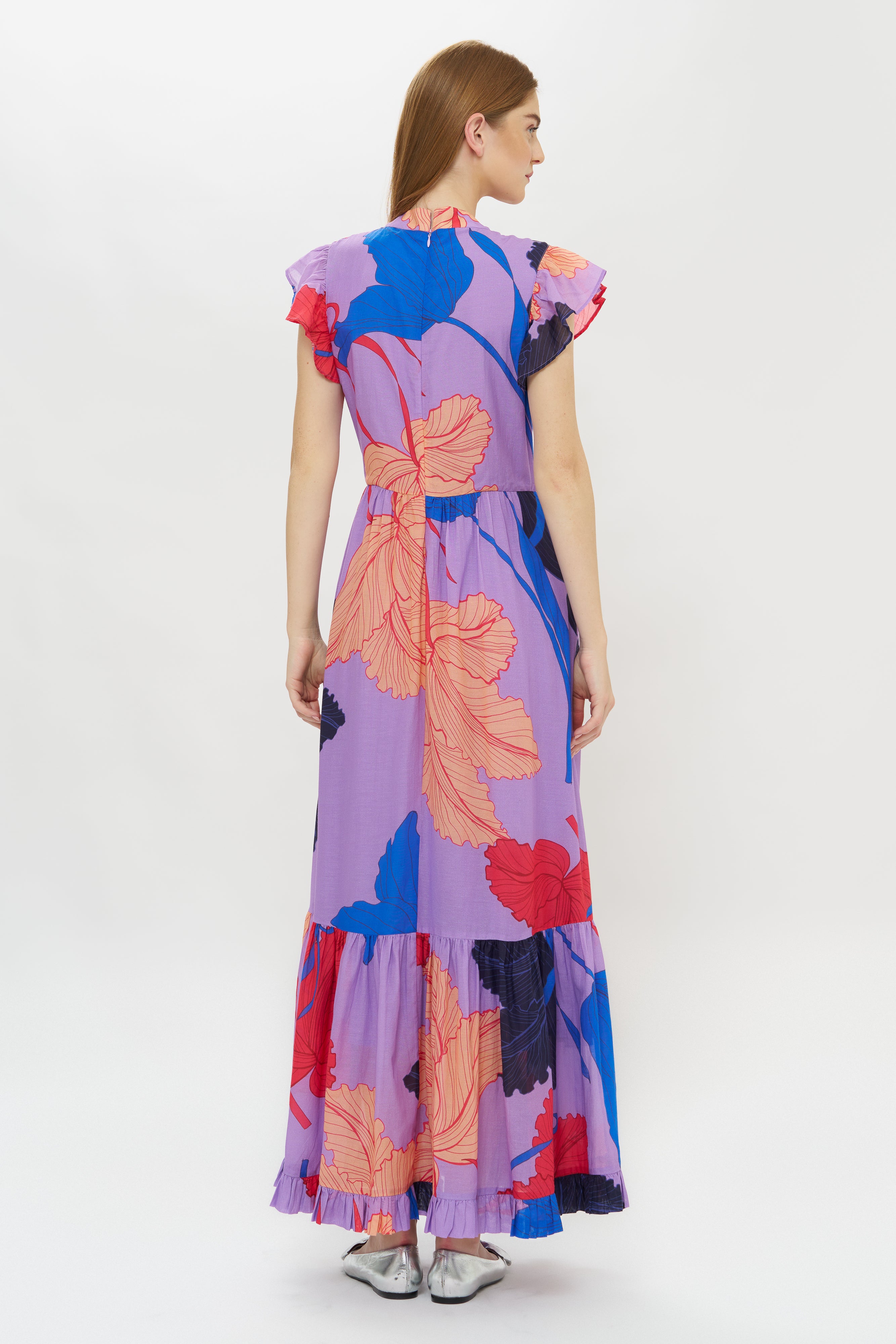 Mock Neck Flutter Maxi- Hague Lavender