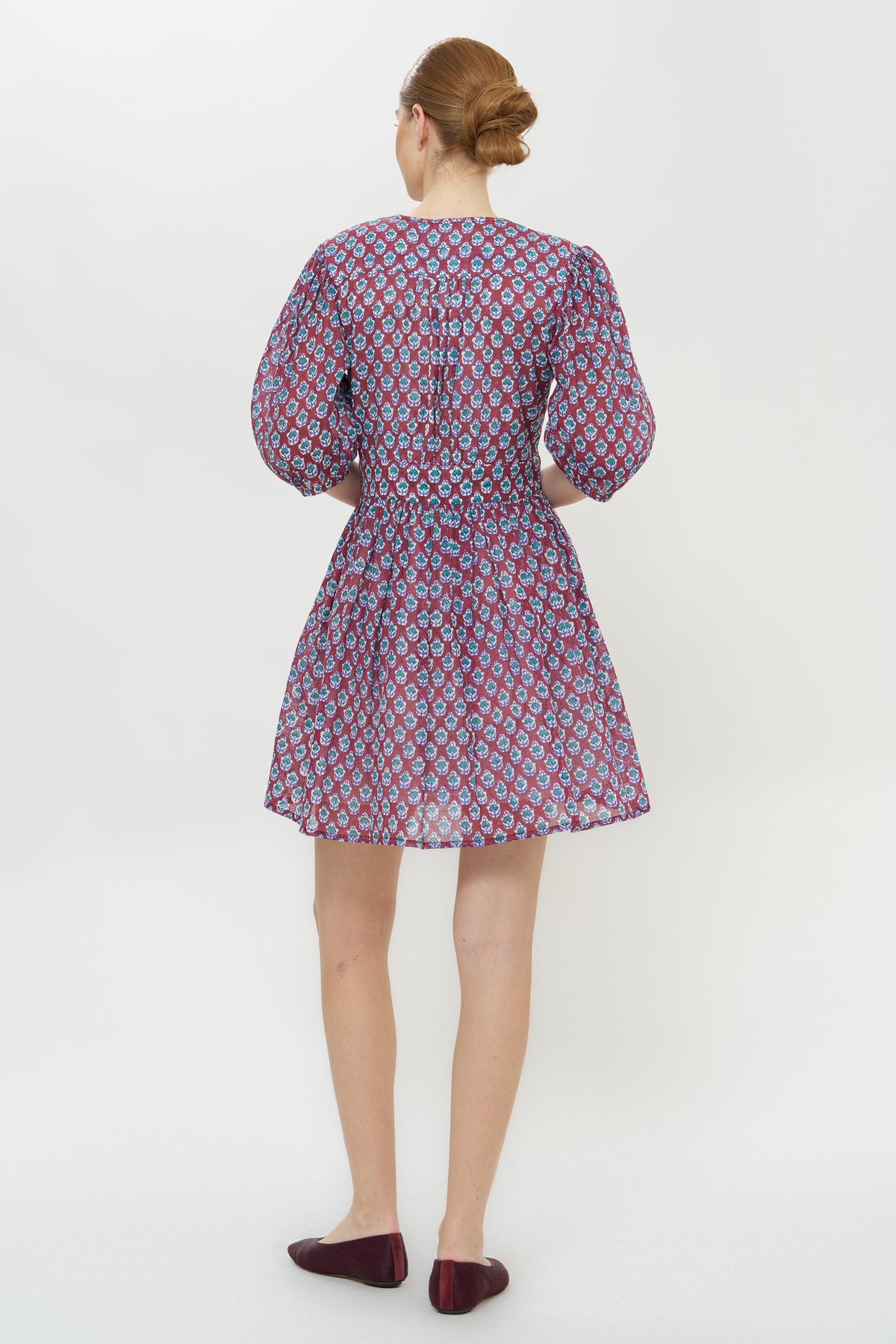 V-Neck Puff Mini- Zenica Wine