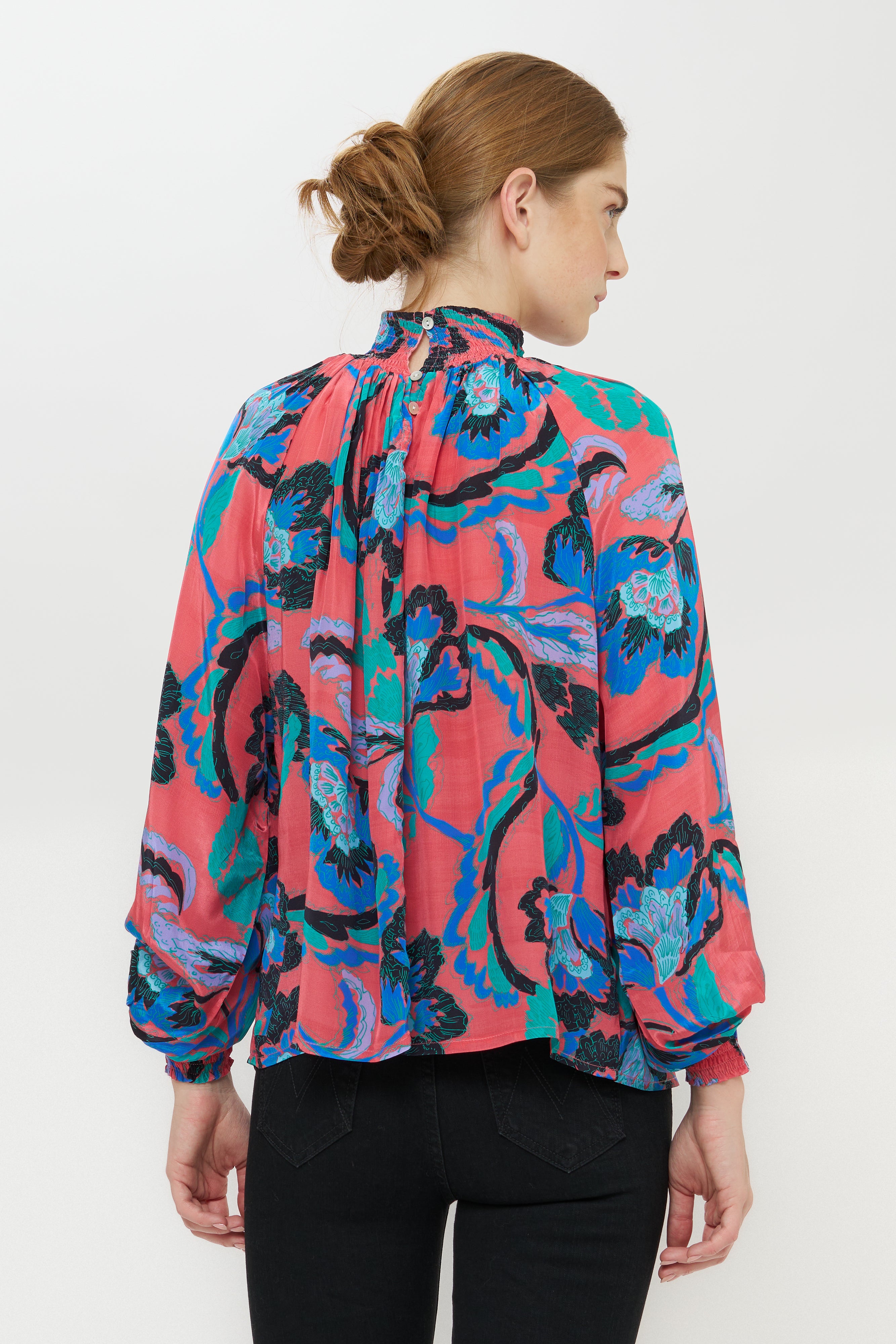 High Neck Blouse- Bergamo Cinnamon