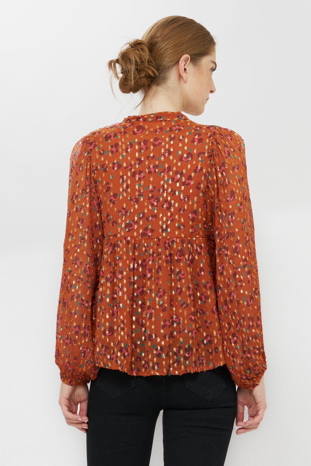 Mandarin Balloon Top- Leopard Toffee