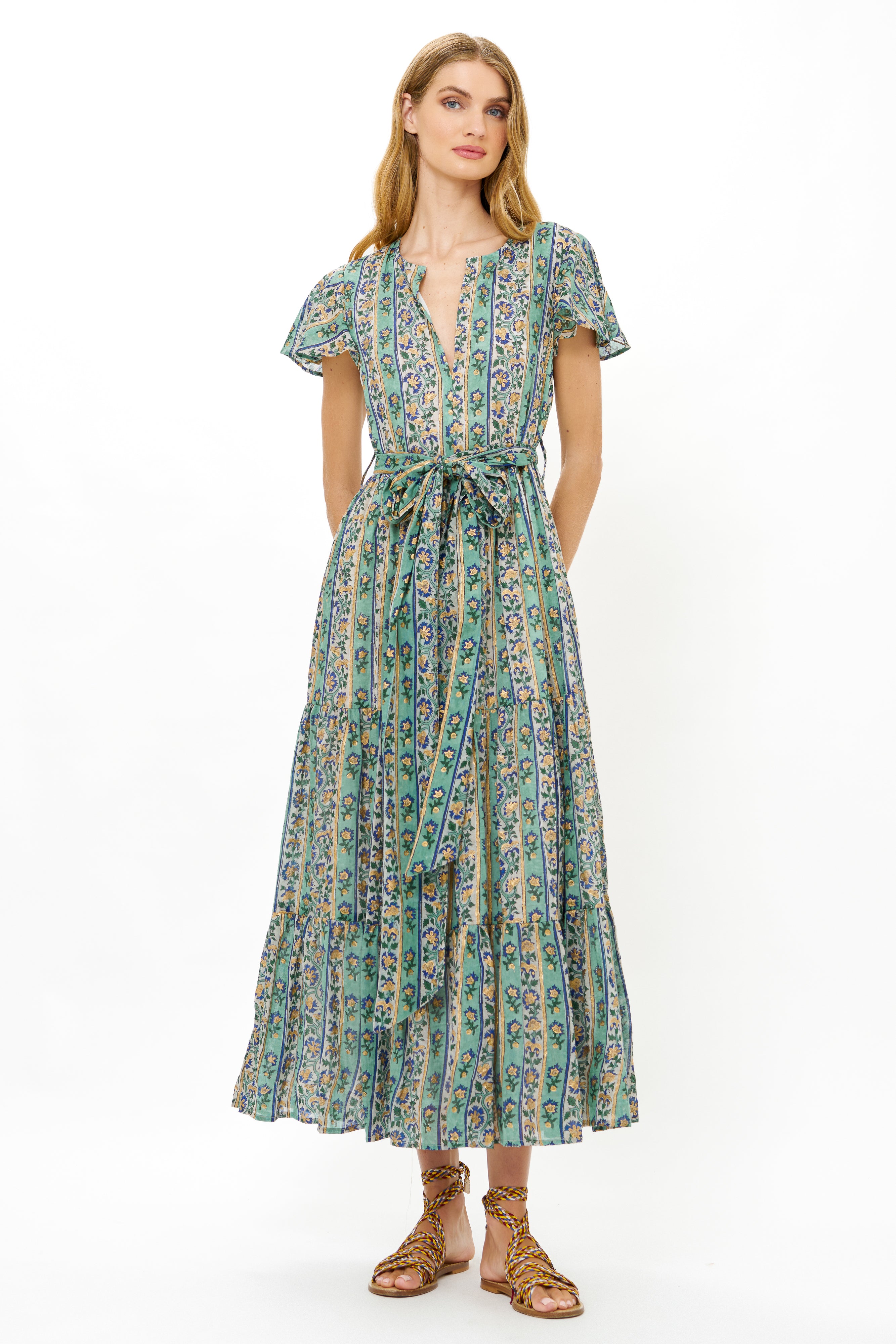 V-Neck Maxi- Taj Aqua