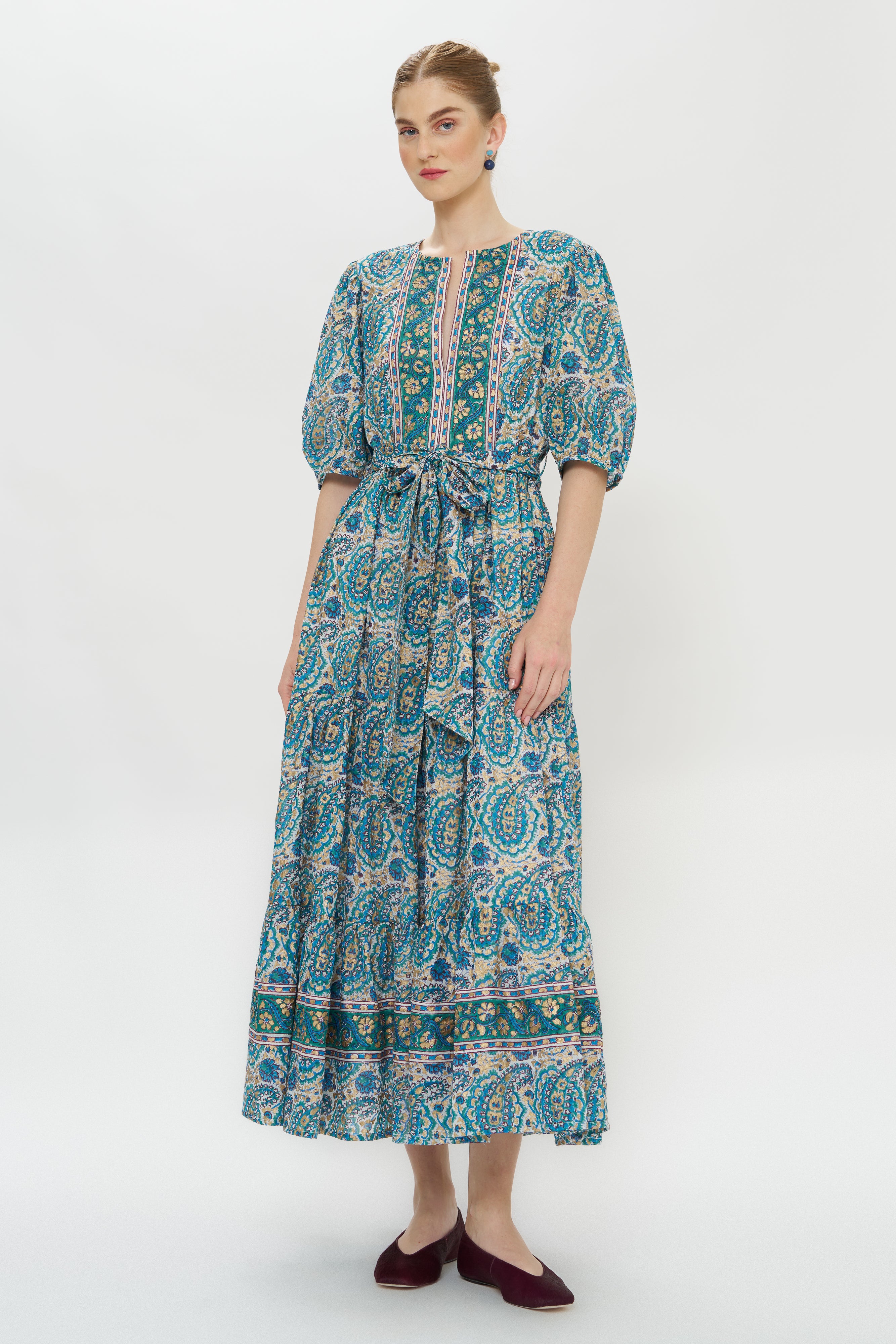 Puff Sleeve Maxi- Izmir Teal