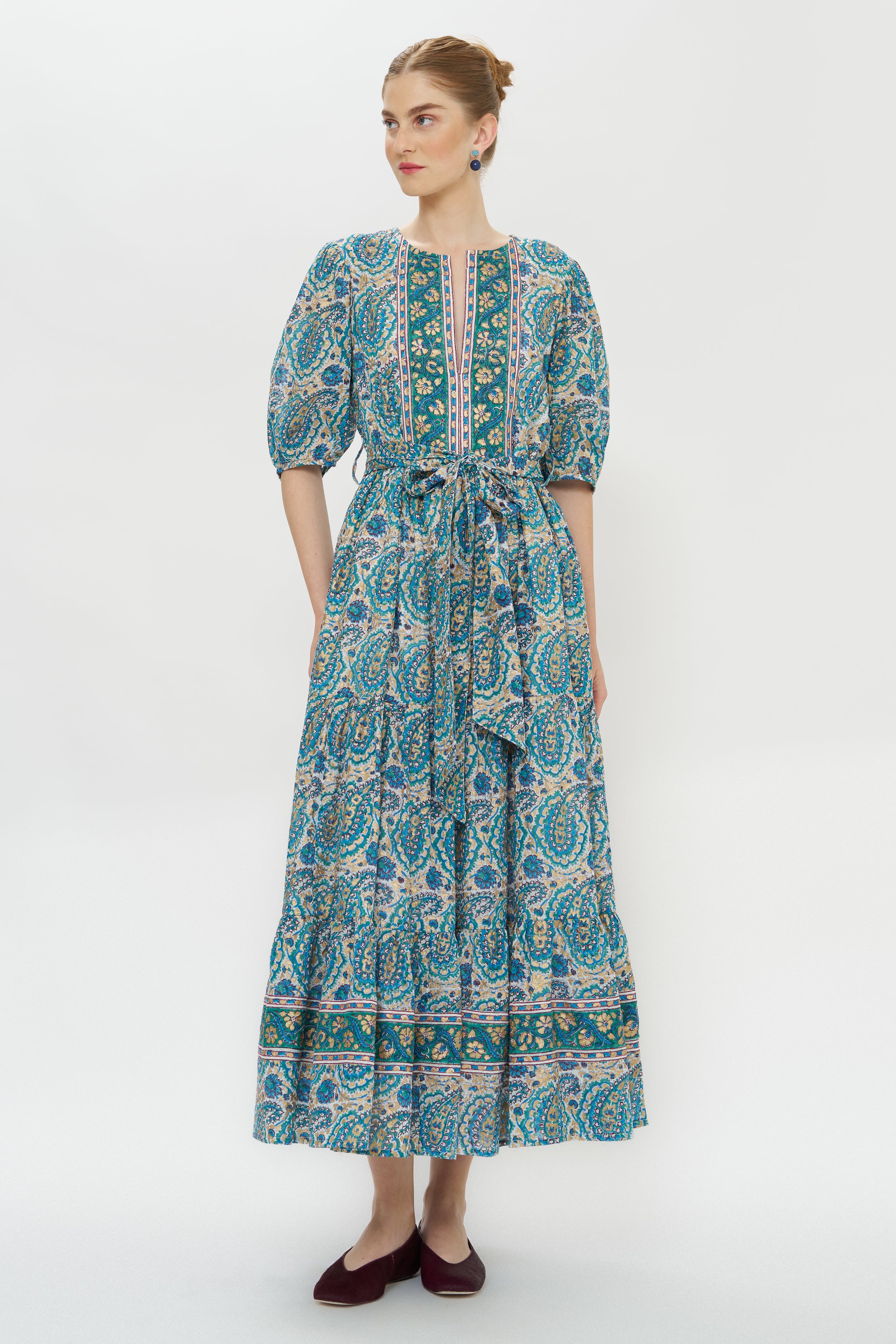 Puff Sleeve Maxi- Izmir Teal