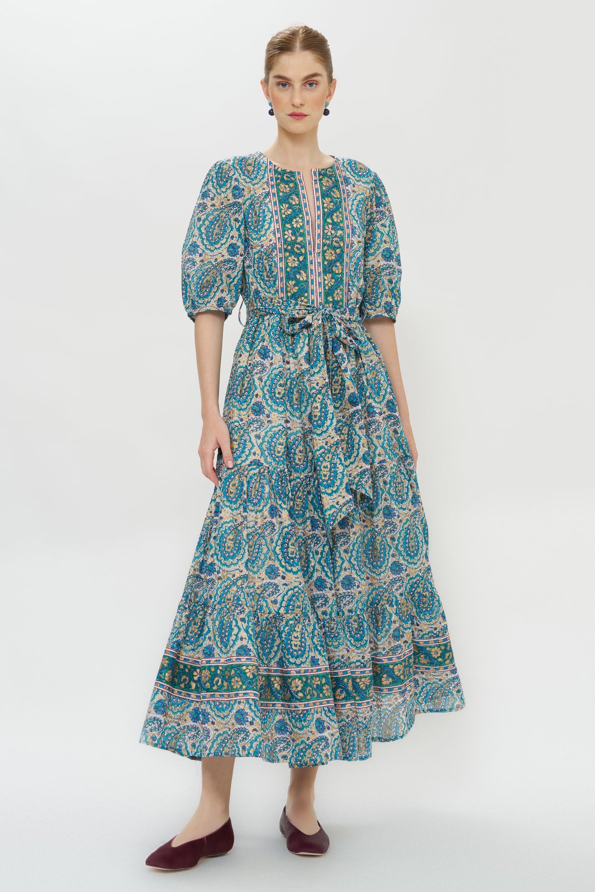 Puff Sleeve Maxi- Izmir Teal