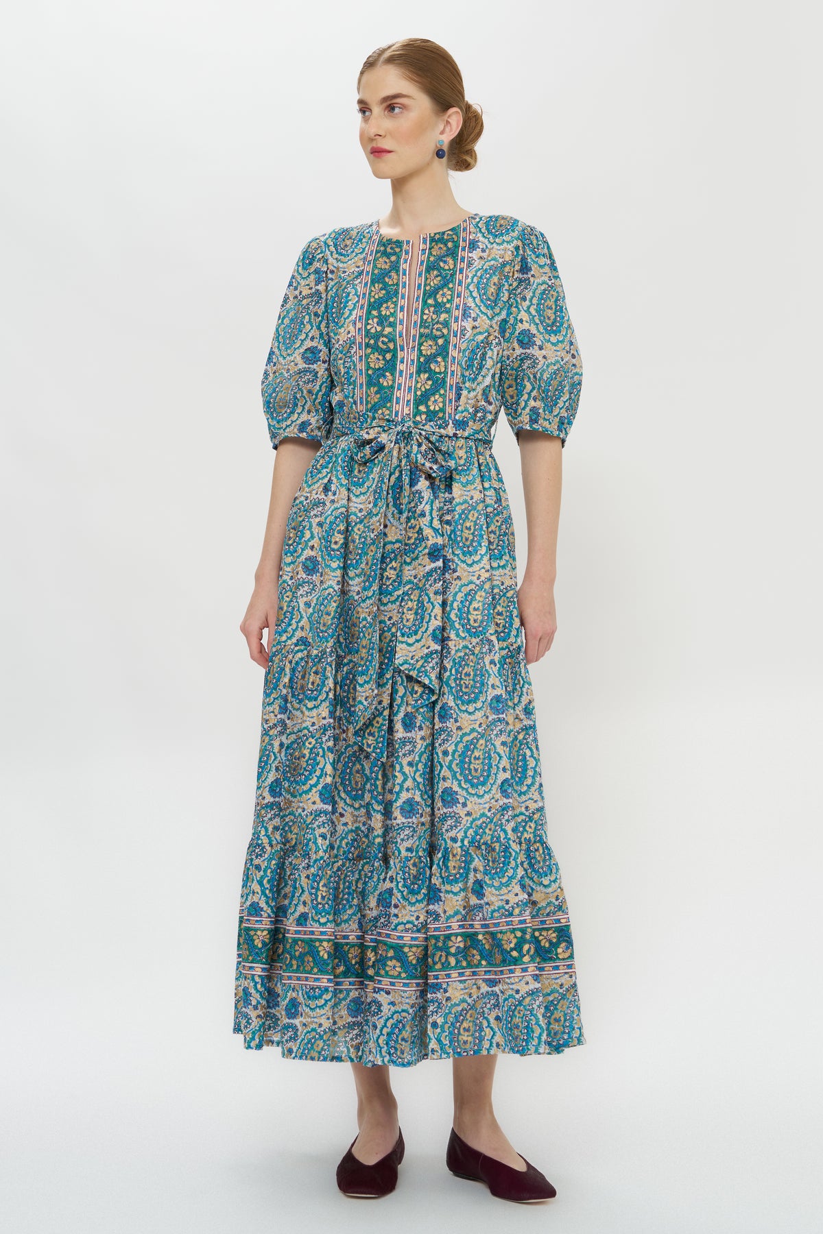 Puff Sleeve Maxi- Izmir Teal