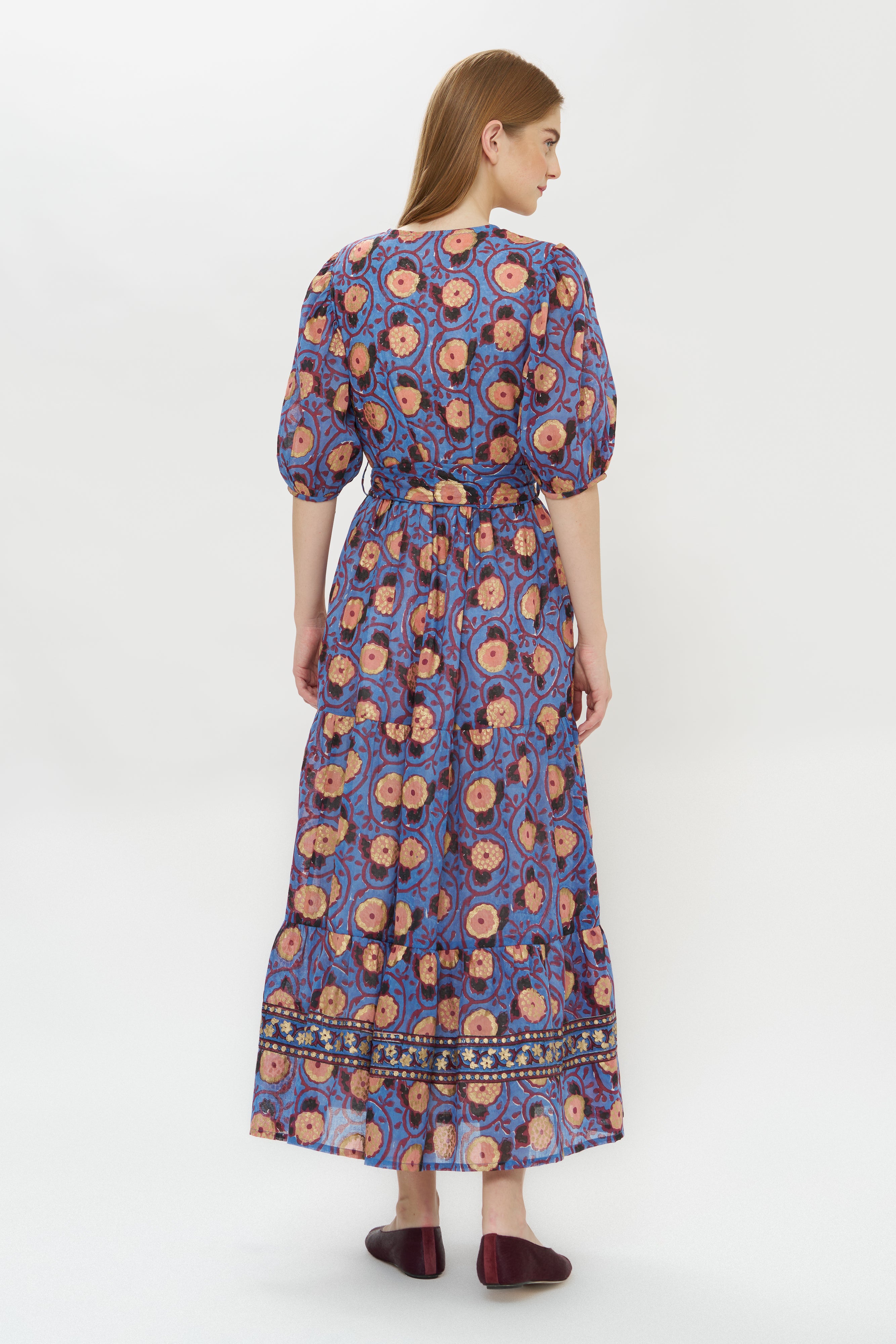 Puff Sleeve Maxi- Verona Blue