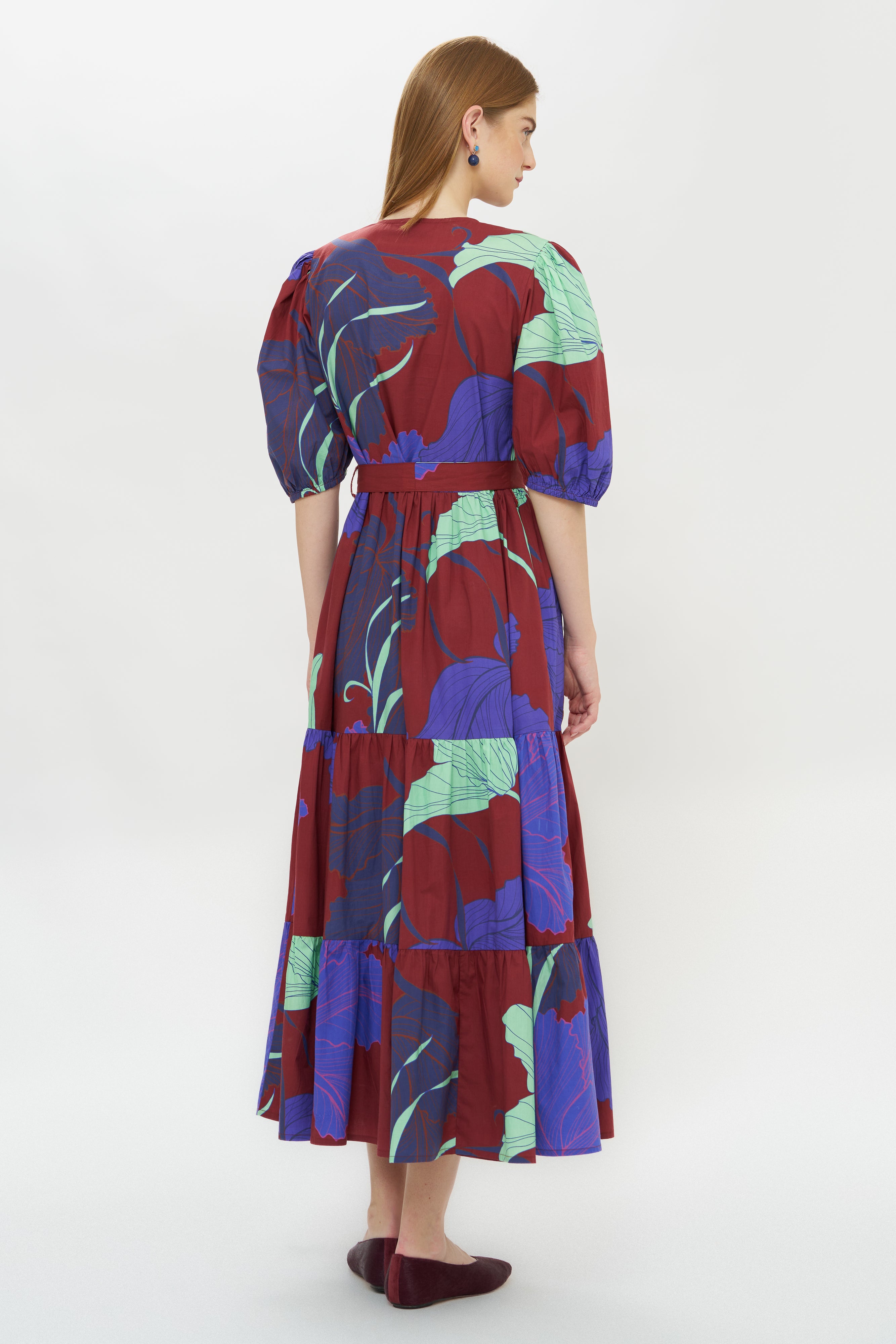 Puff Sleeve Maxi- Hague Cobalt