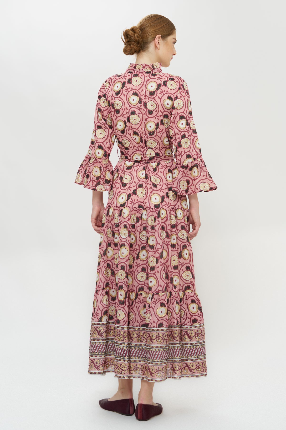 Ruffle Collar Bell Maxi- Verona Petal