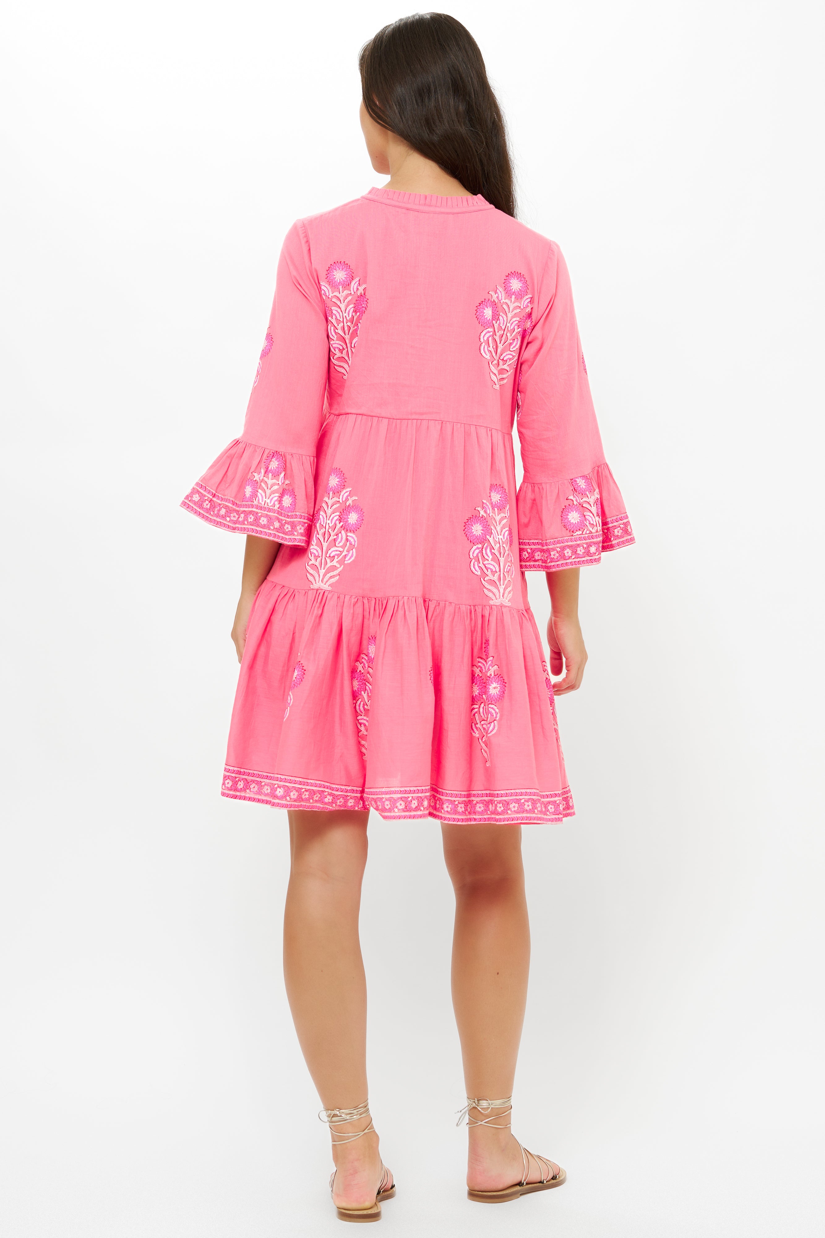 Bell Sleeve Tiered Mini- Raton Pink