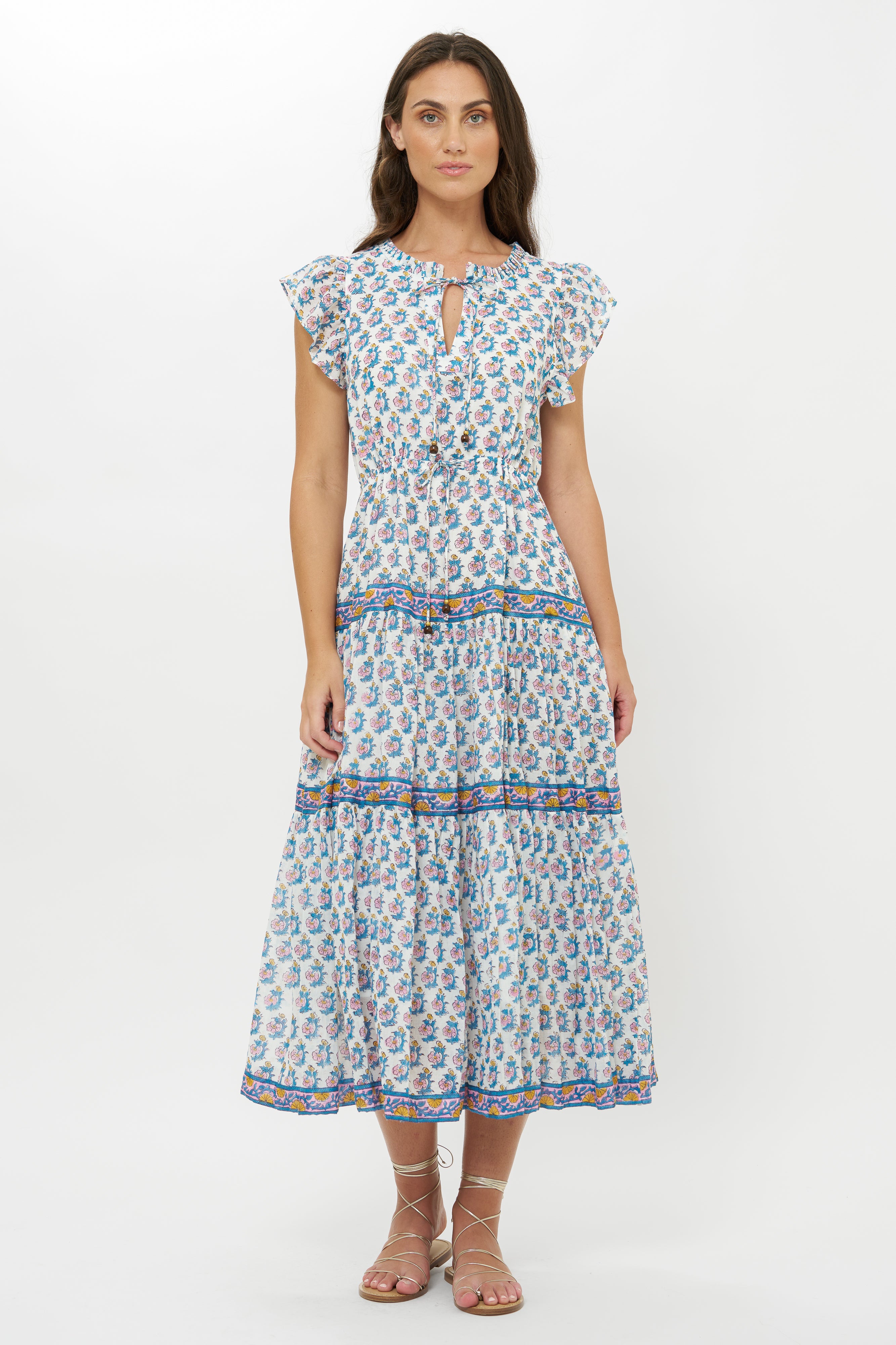 Cinched Flirty Midi- Crocus Blue