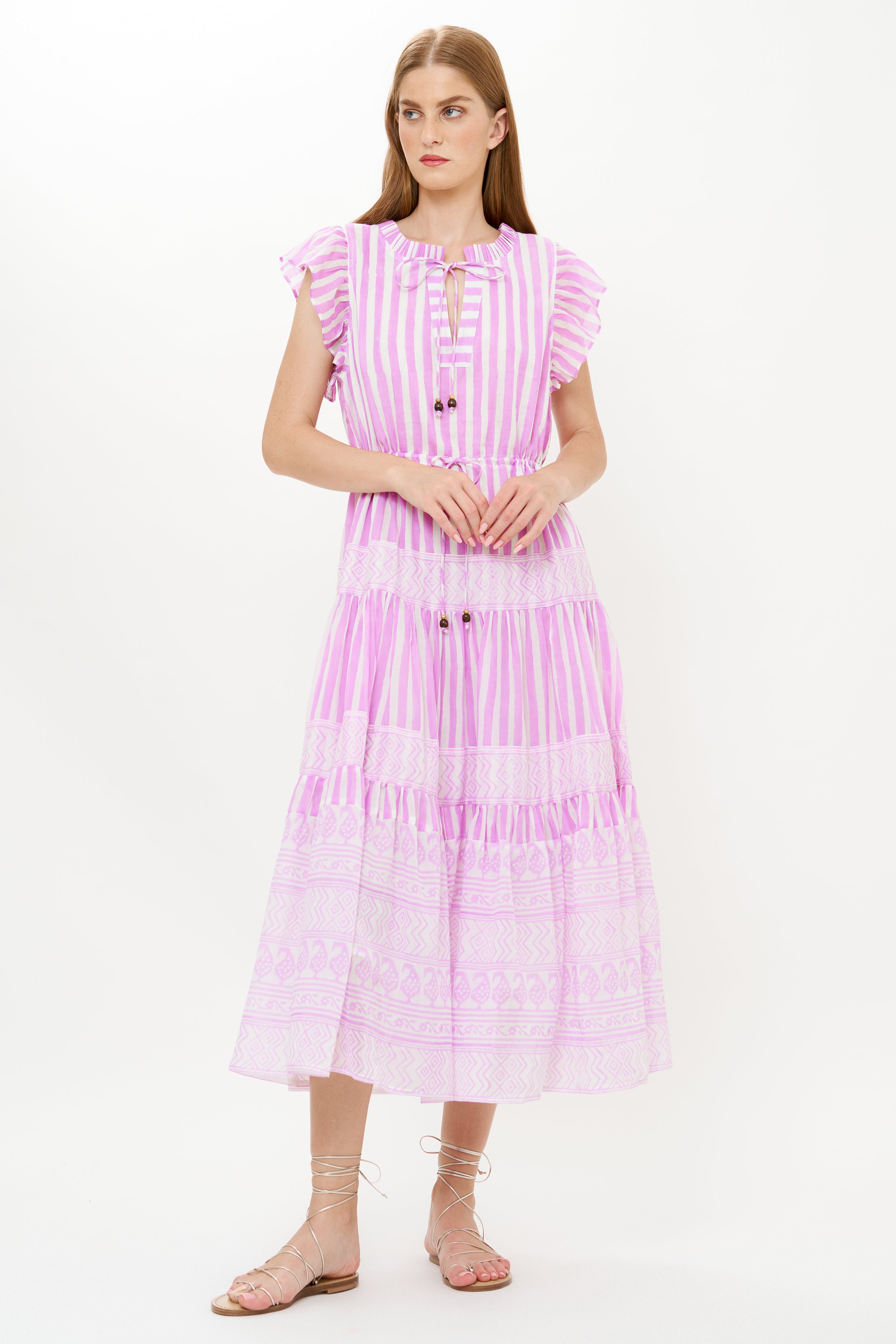 Cinched Flirty Midi- Santorini Lilac