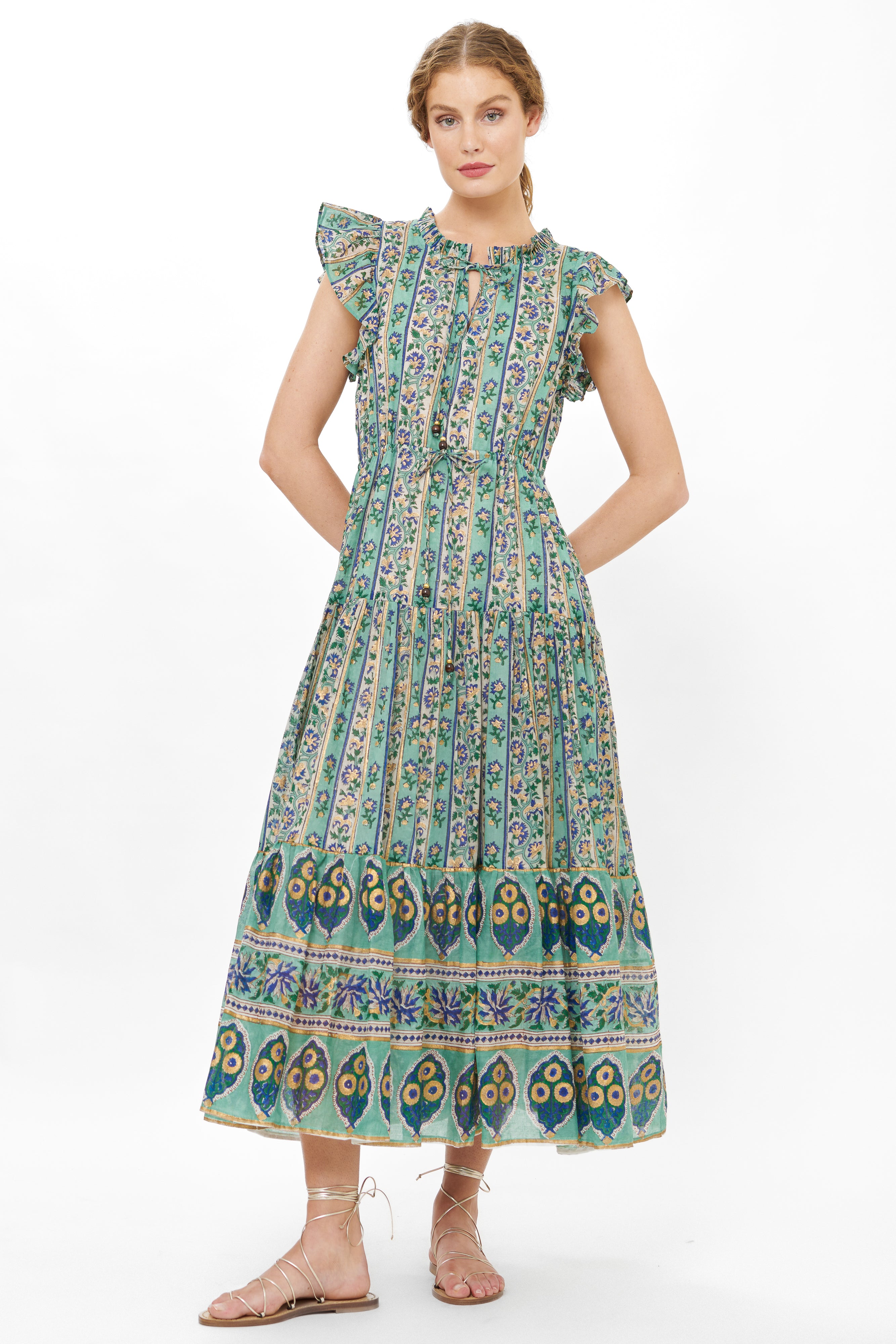 Cinched Flirty Midi- Taj Aqua