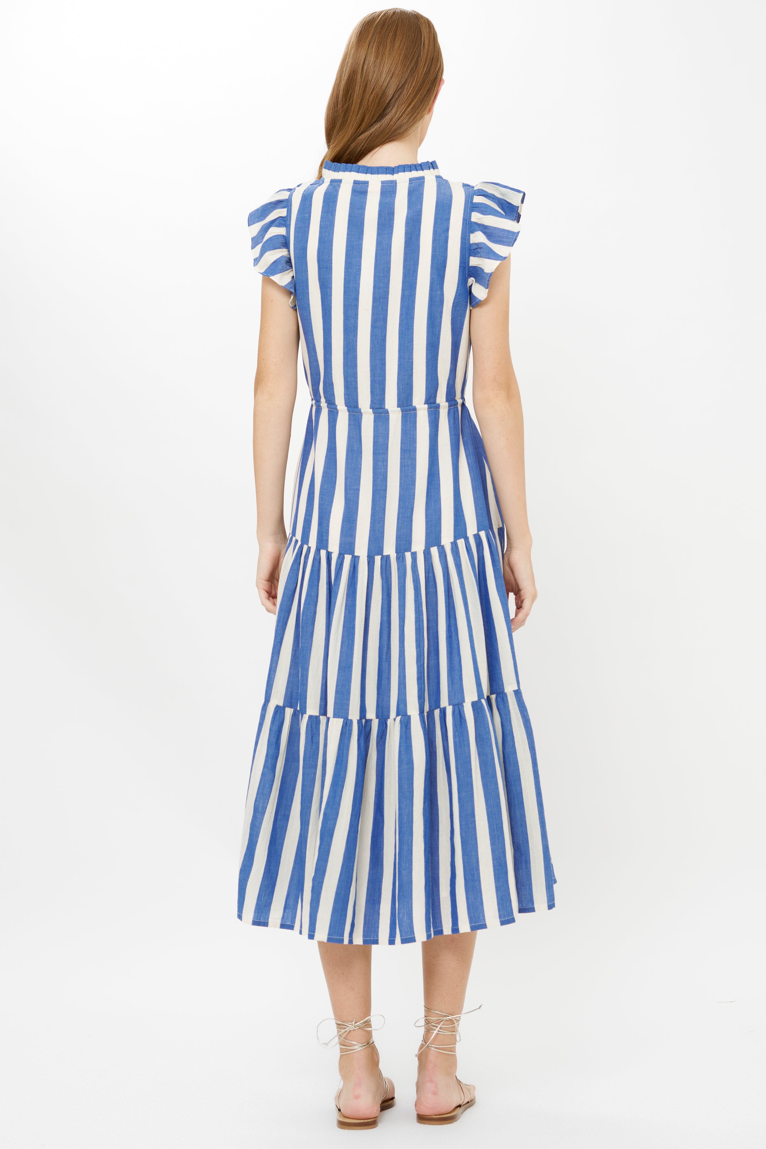 Cinched Flirty Midi- Solana Blue