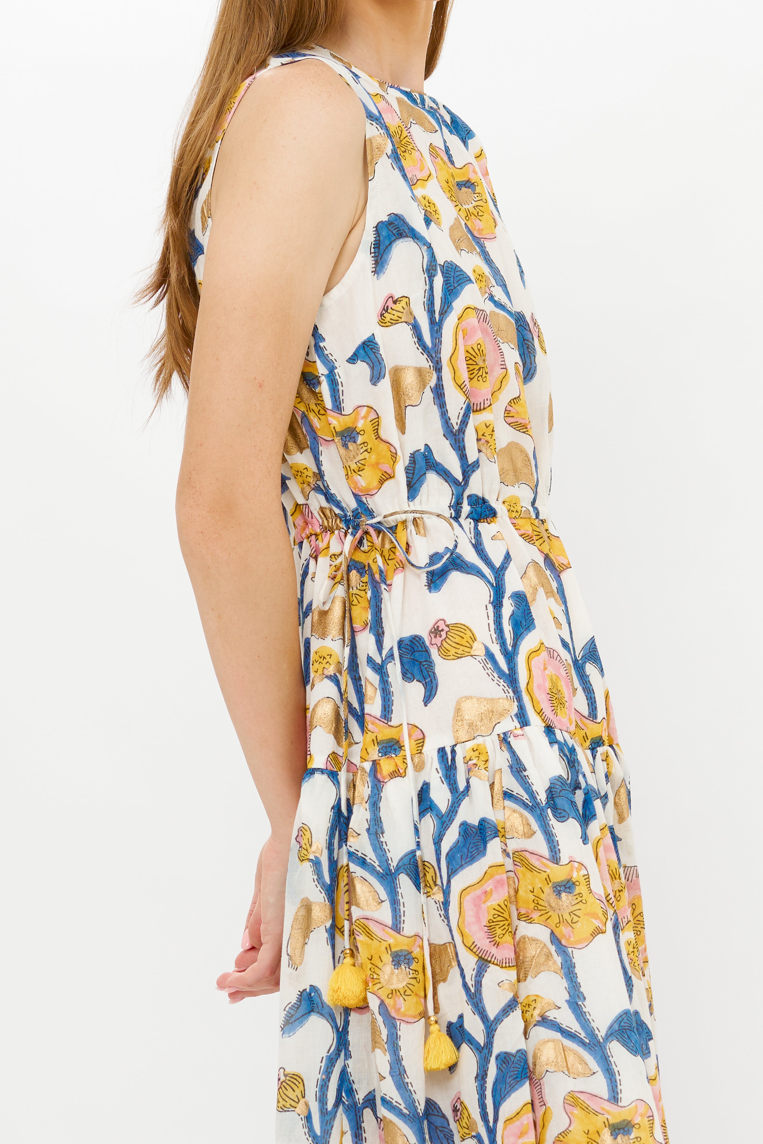 Sleeveless Piped Maxi- Poppy Marigold