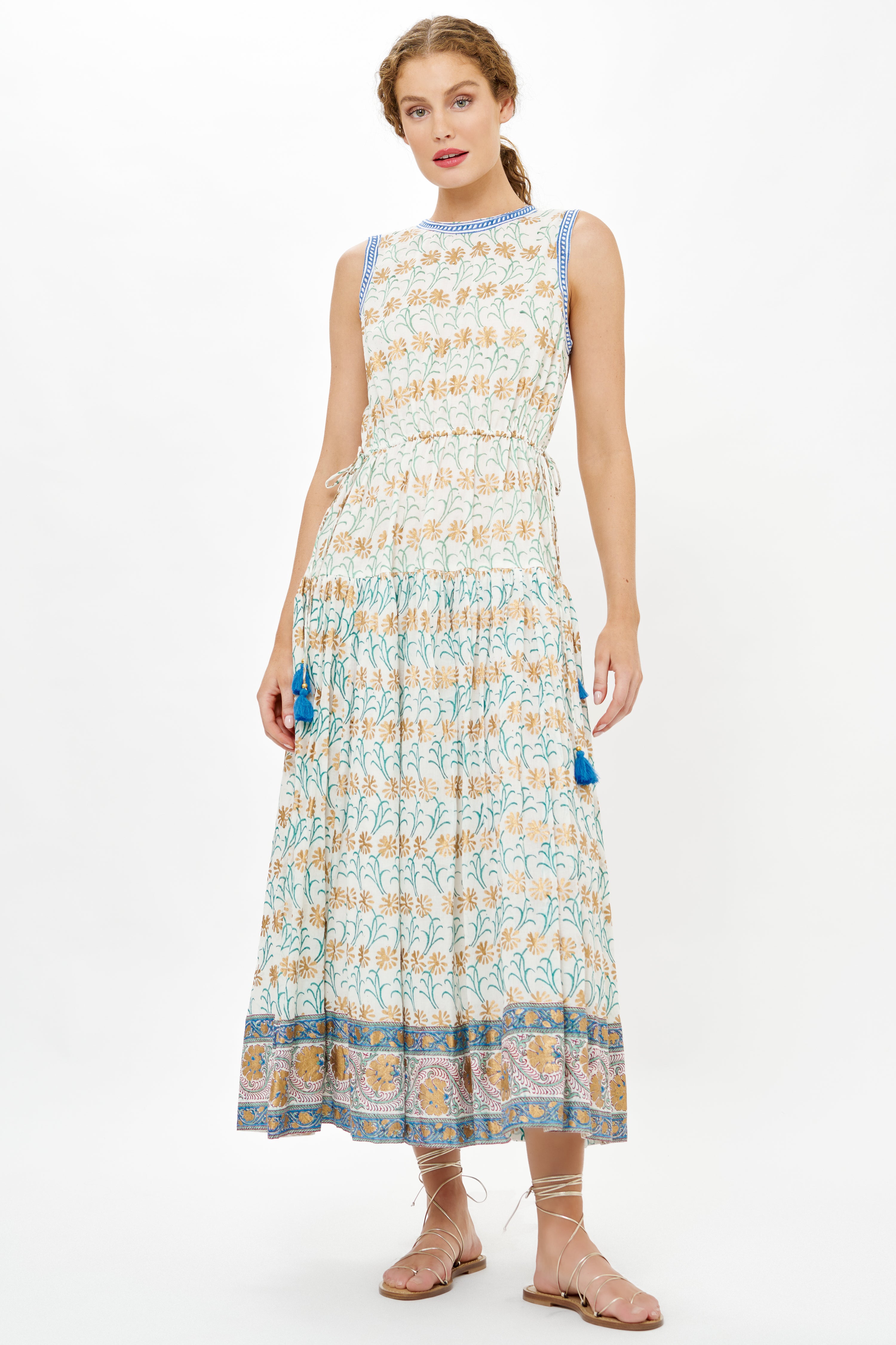 Sleeveless Piped Maxi- Geneva Green
