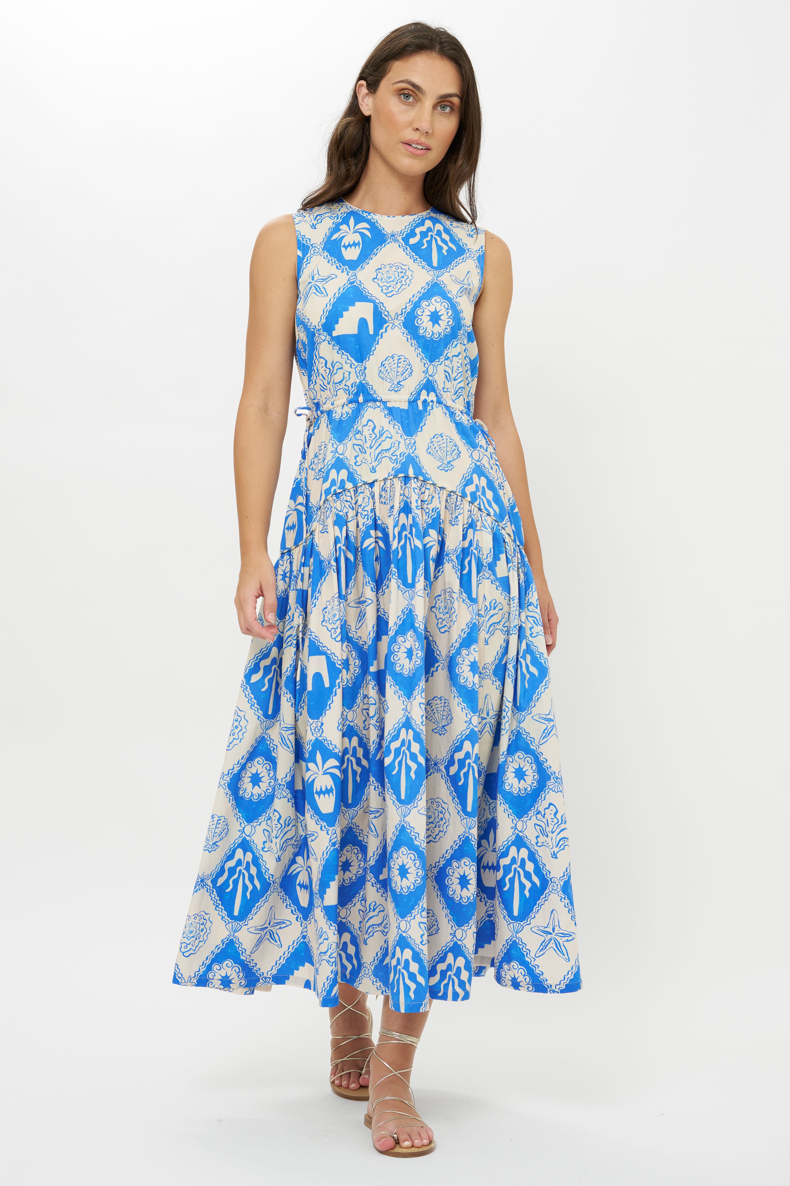 Sleeveless Piped Maxi- Asterias Blue