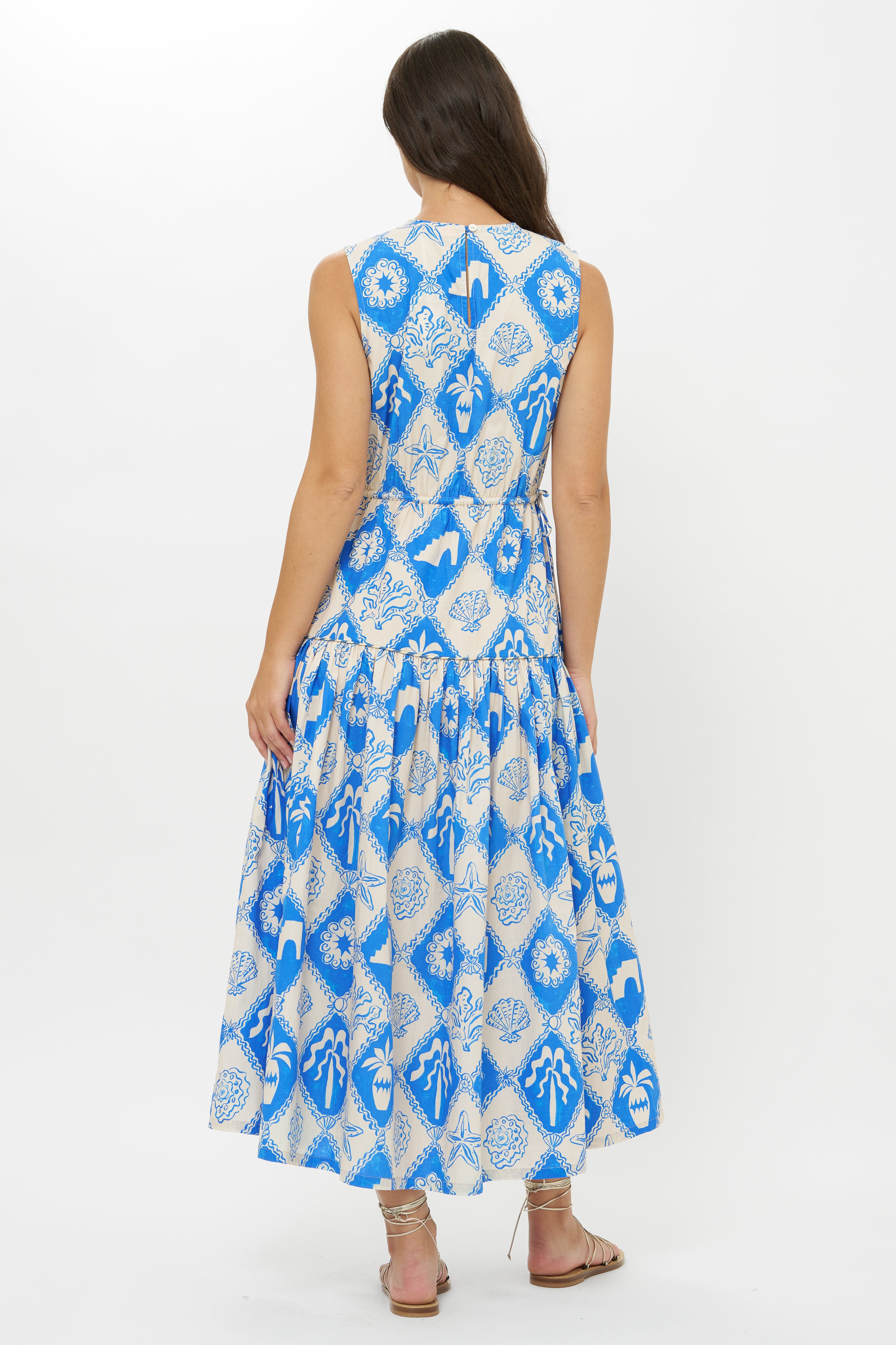 Sleeveless Piped Maxi- Asterias Blue