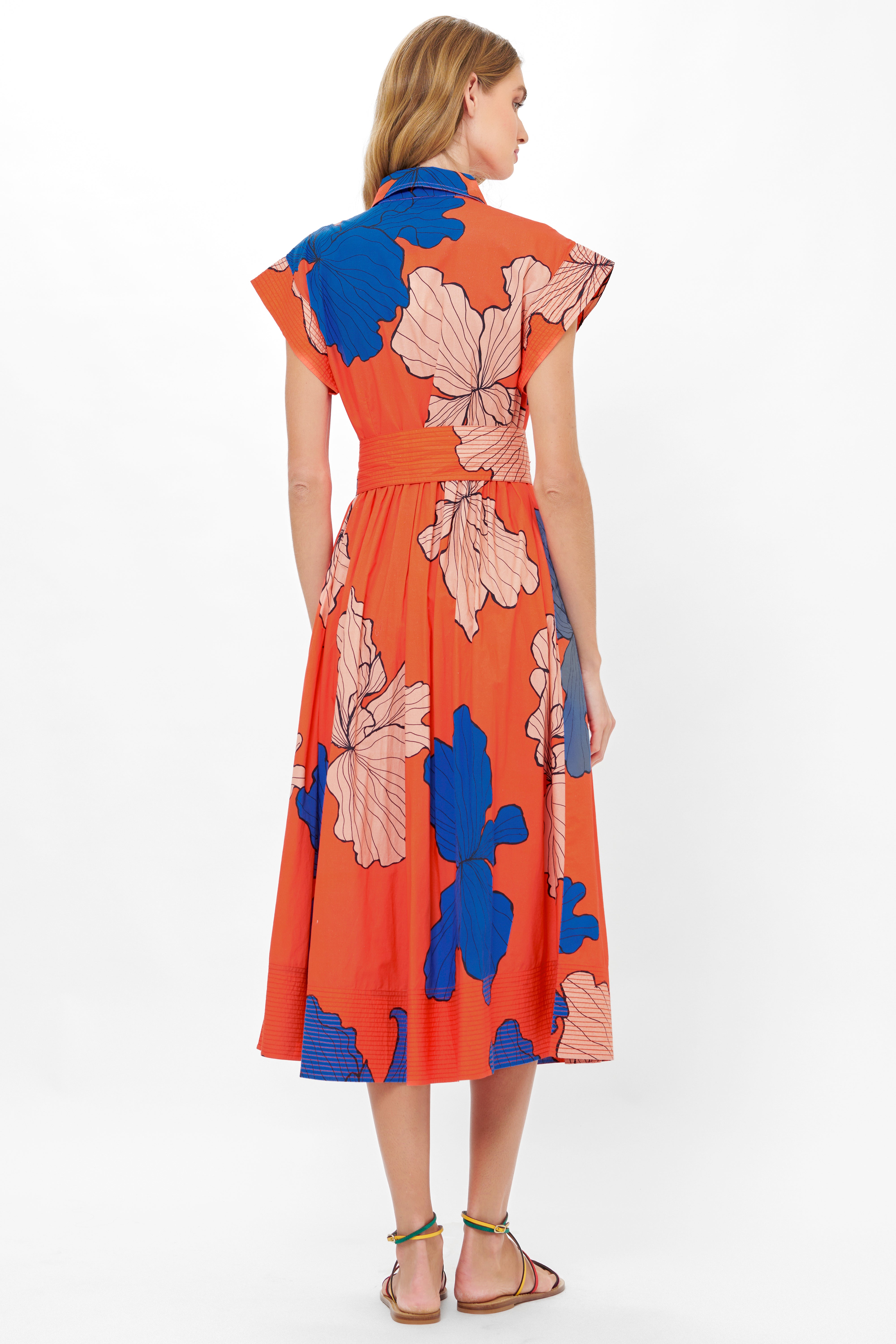 Belted Shirt Dress- Bora Bora Red