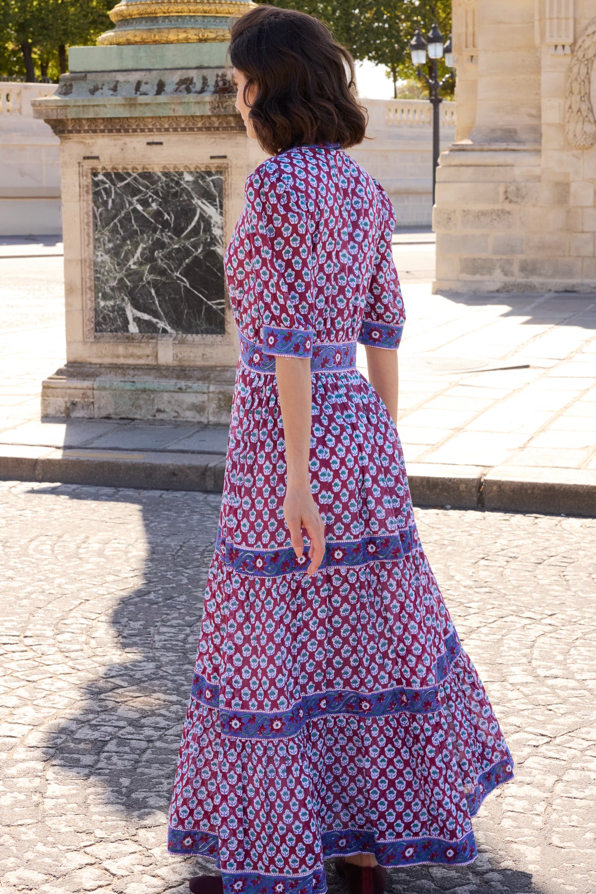 V-Neck Cuffed Maxi- Zenica Wine