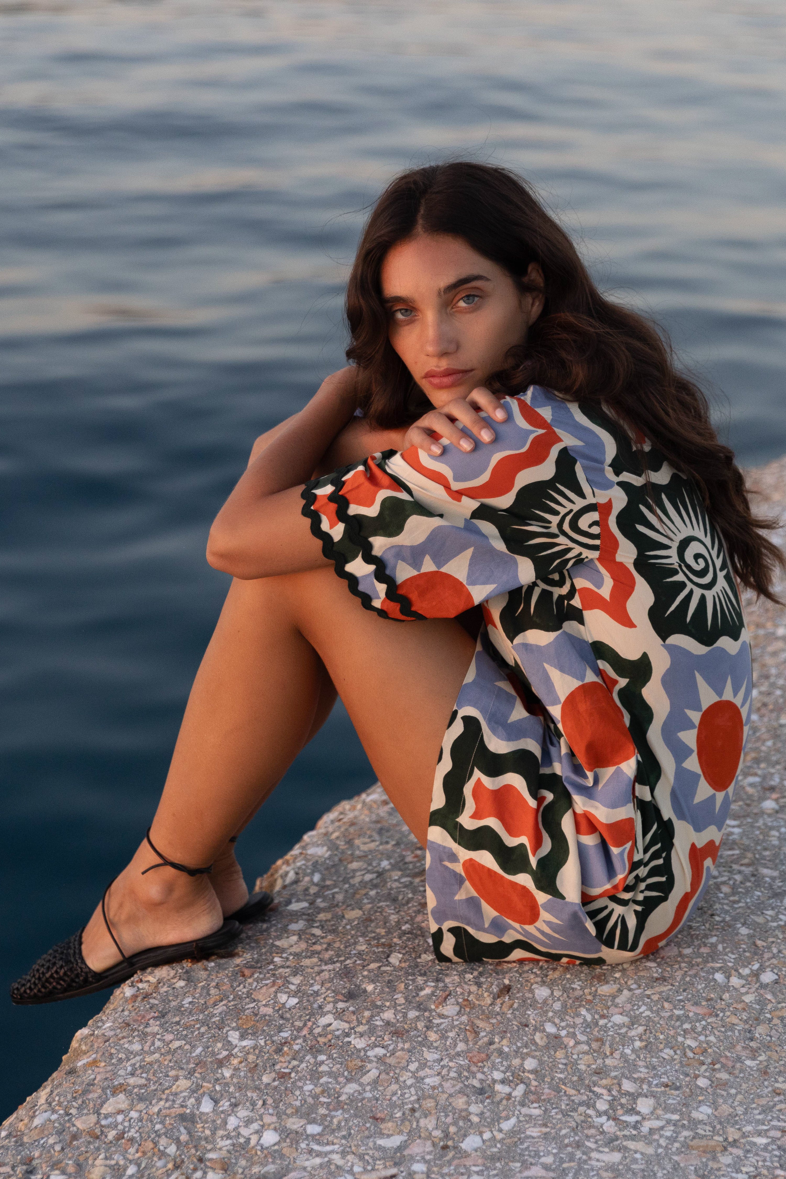 Collared Shirt Dress Mini- Helios Blue