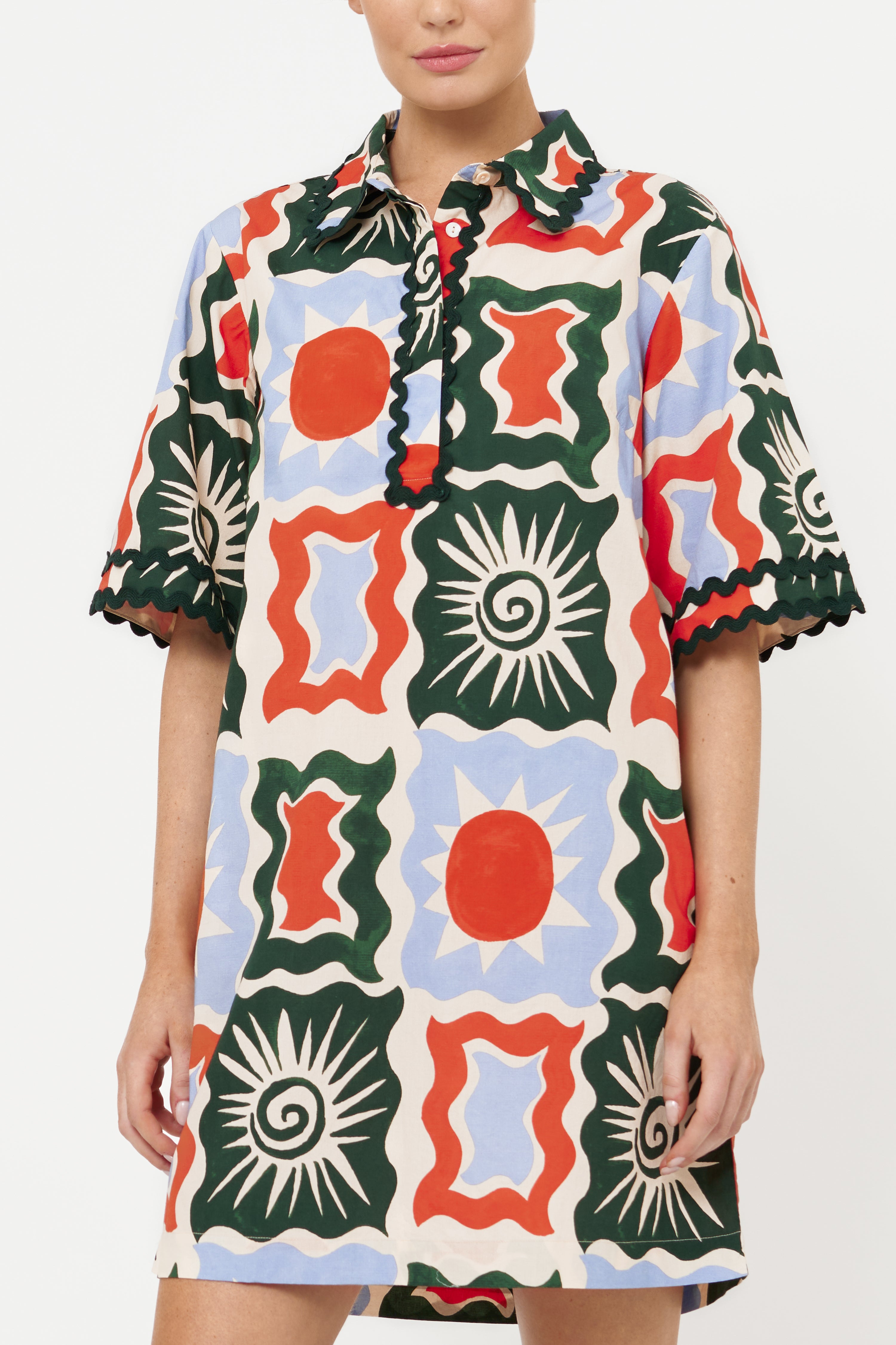 Collared Shirt Dress Mini- Helios Blue