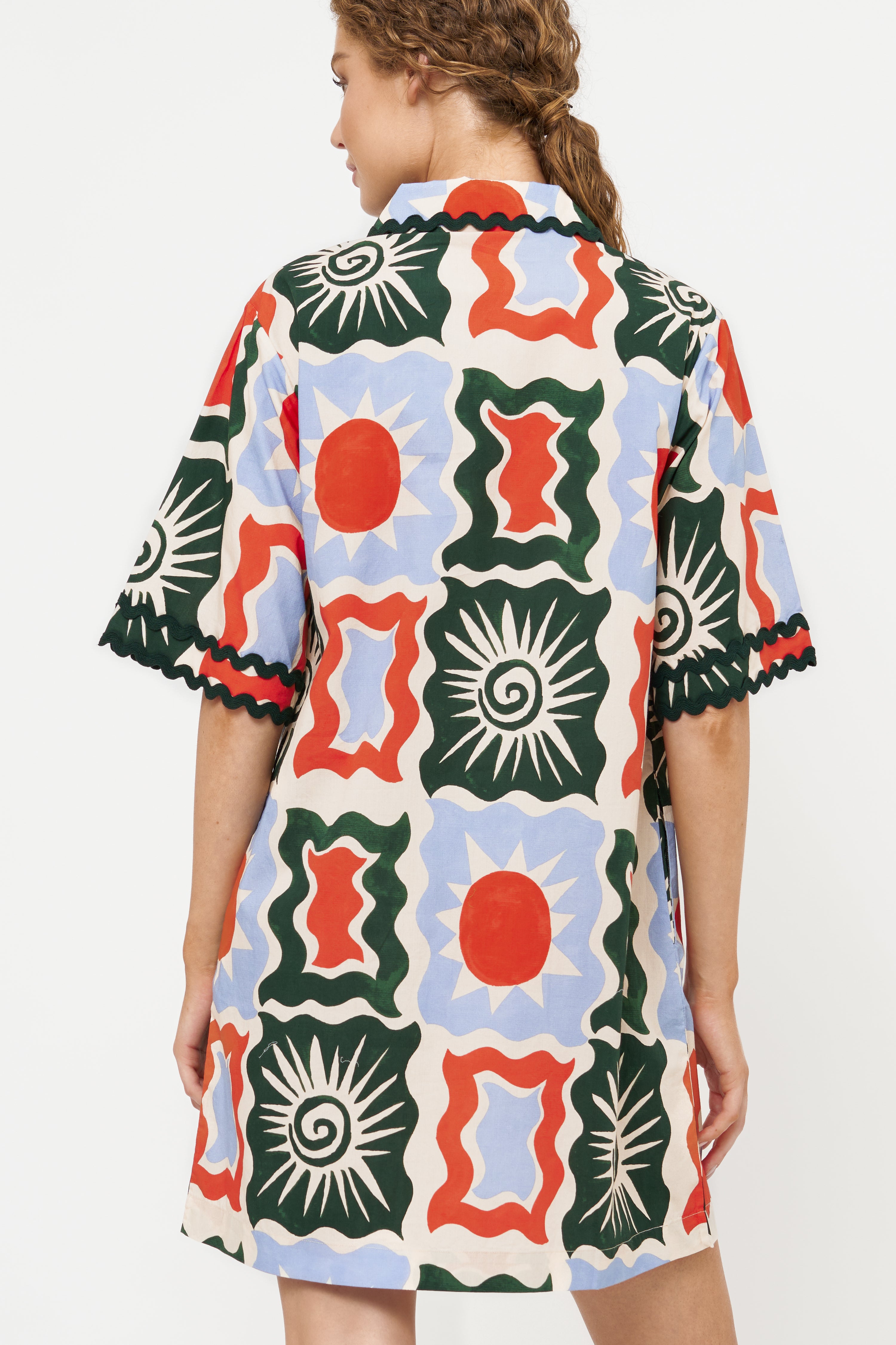 Collared Shirt Dress Mini- Helios Blue