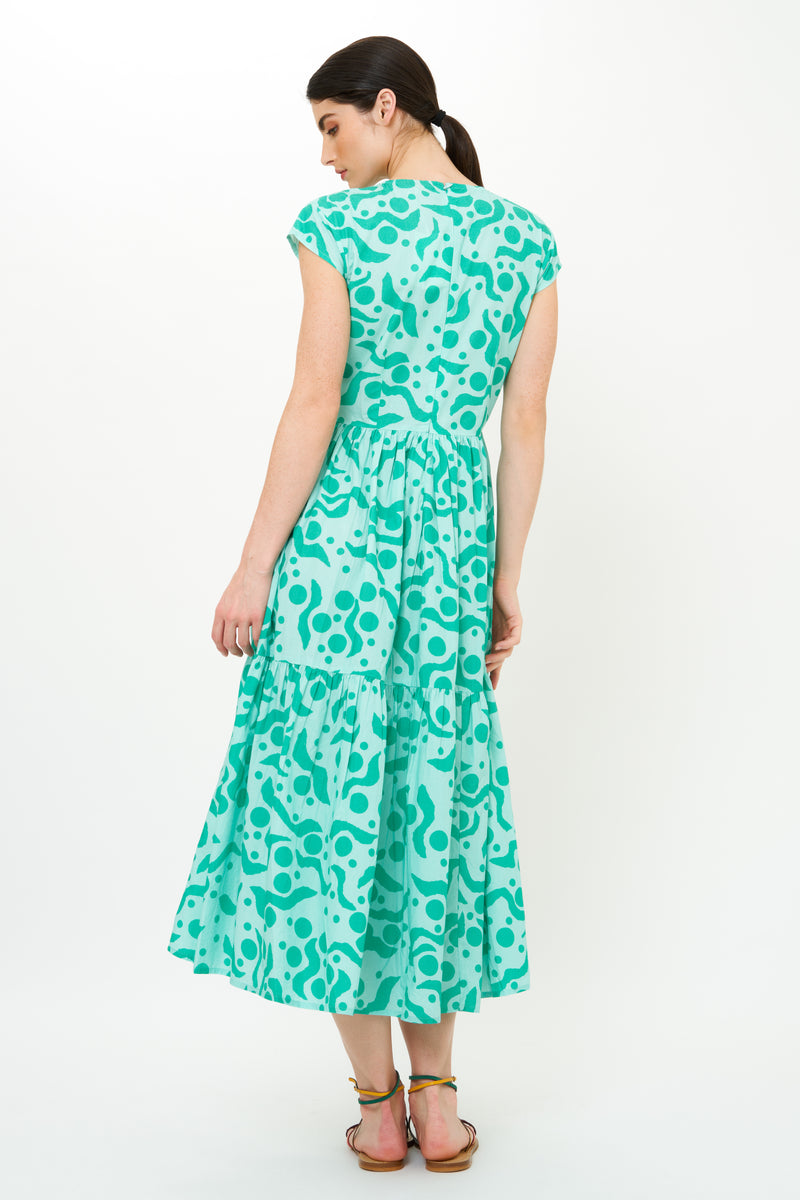 Cap Sleeve Midi- Acadia Aqua