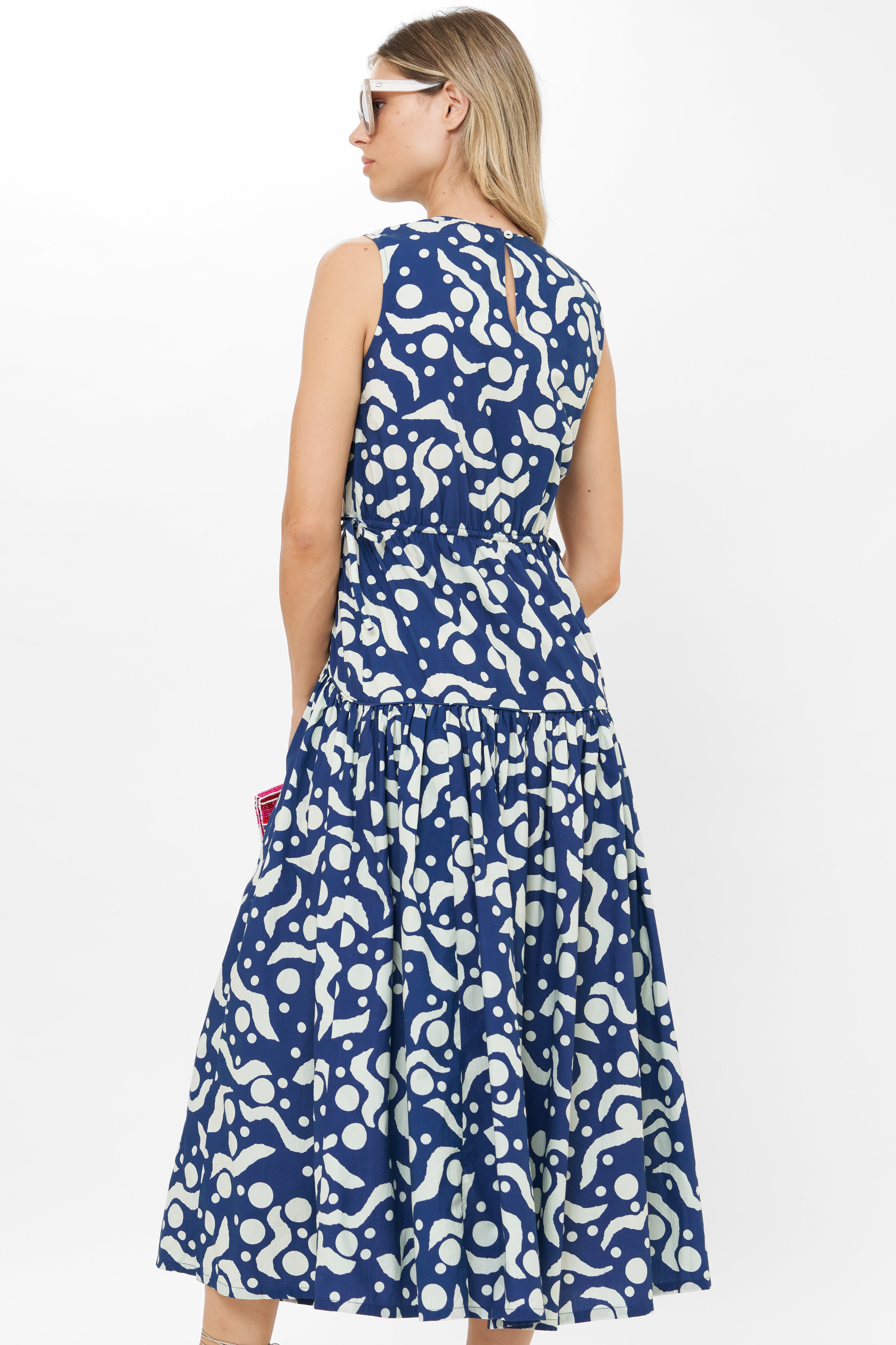 Sleeveless Piped Maxi- Acadia Navy