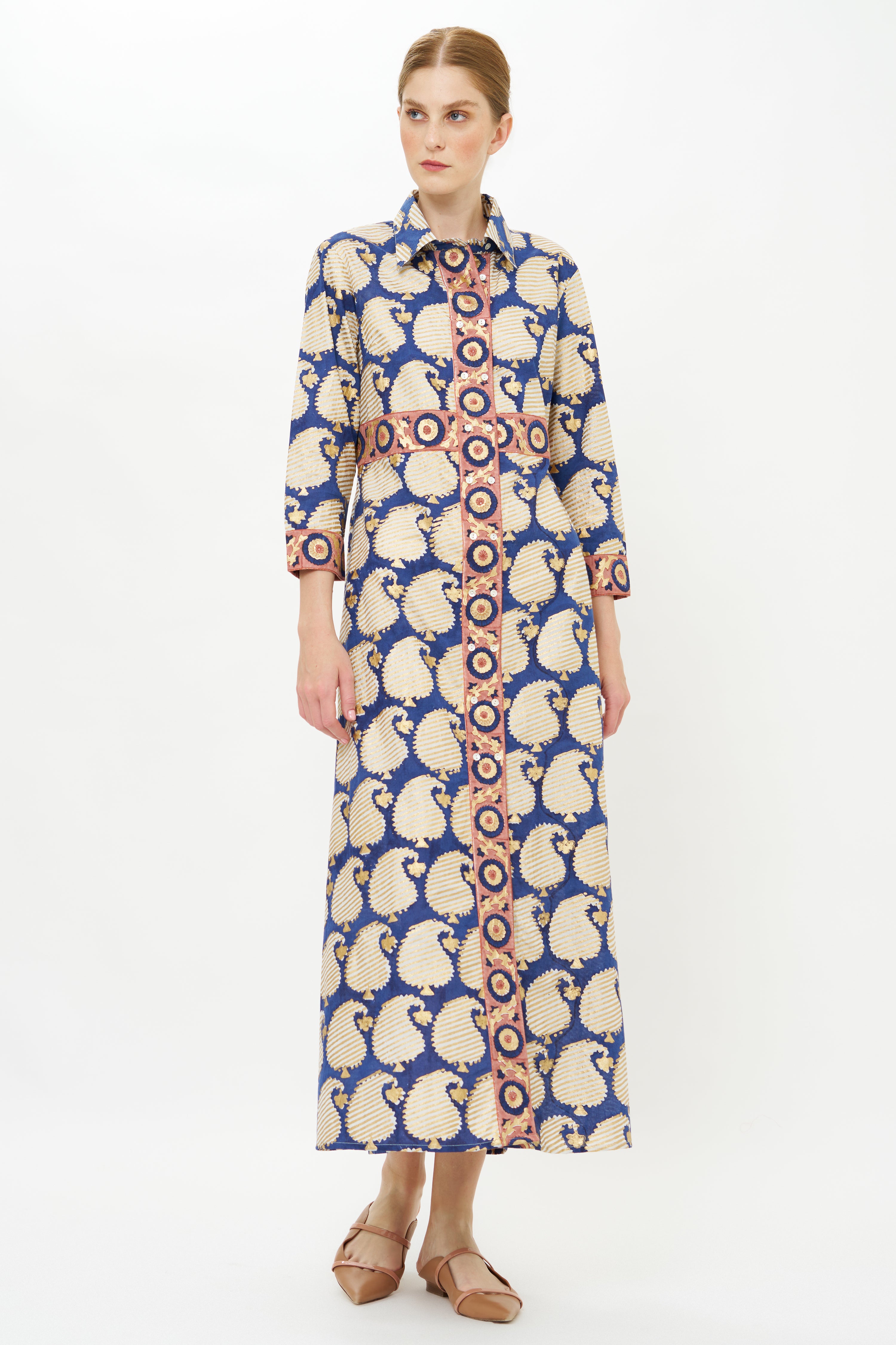 Shirt Dress Maxi- Agra Navy