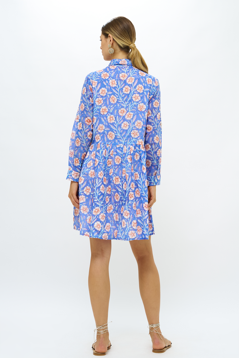 Long Sleeve Shirt Dress Mini- Amalfi Peri