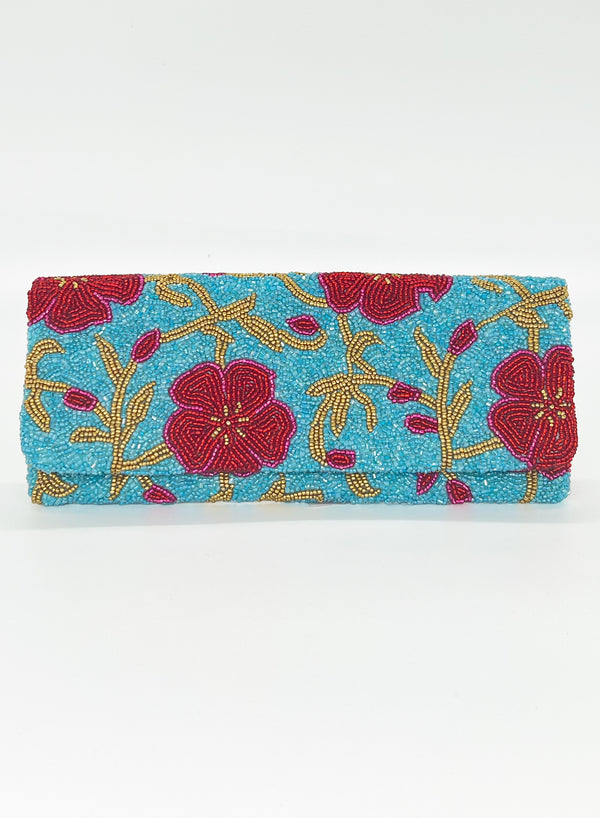 Beaded Clutch- Carolina Aqua