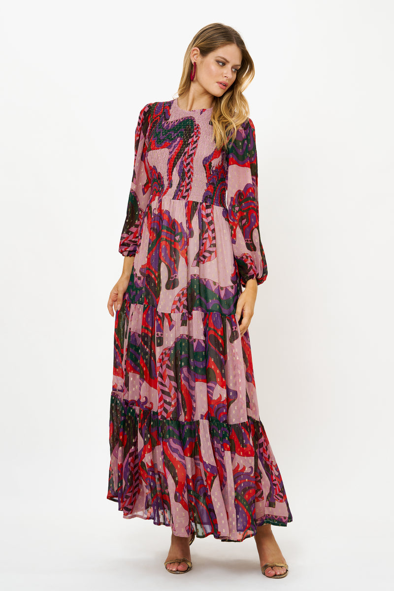 Smocked Top Maxi- Arabia Crimson