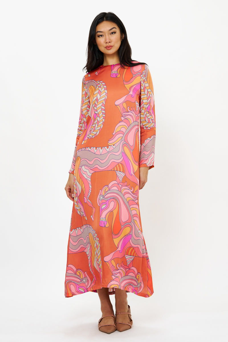 Long Sleeve Shift Maxi- Arabia Toffee