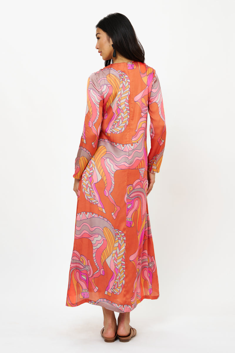 Long Sleeve Shift Maxi- Arabia Toffee