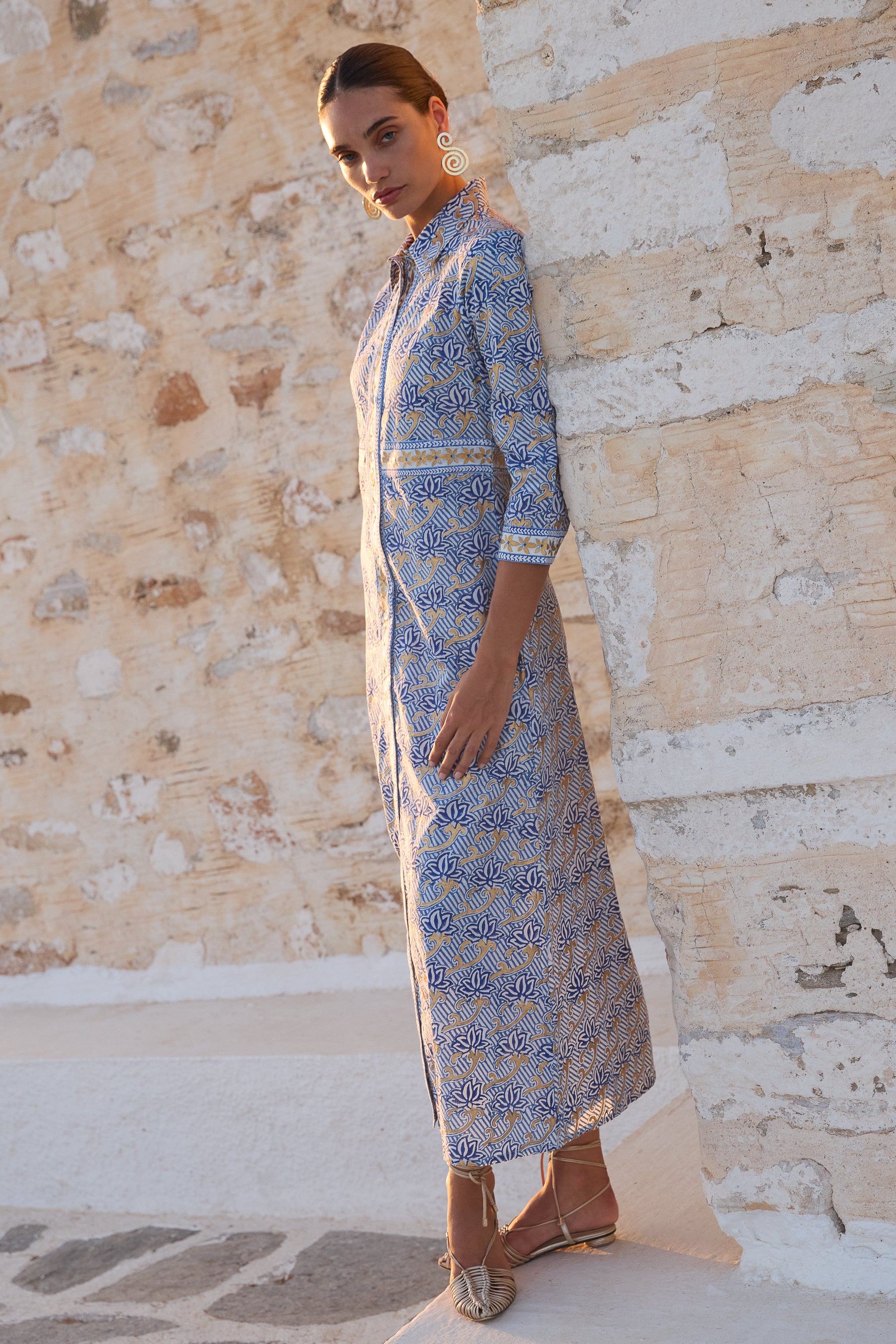 Shirt Dress Maxi- Florence Blue