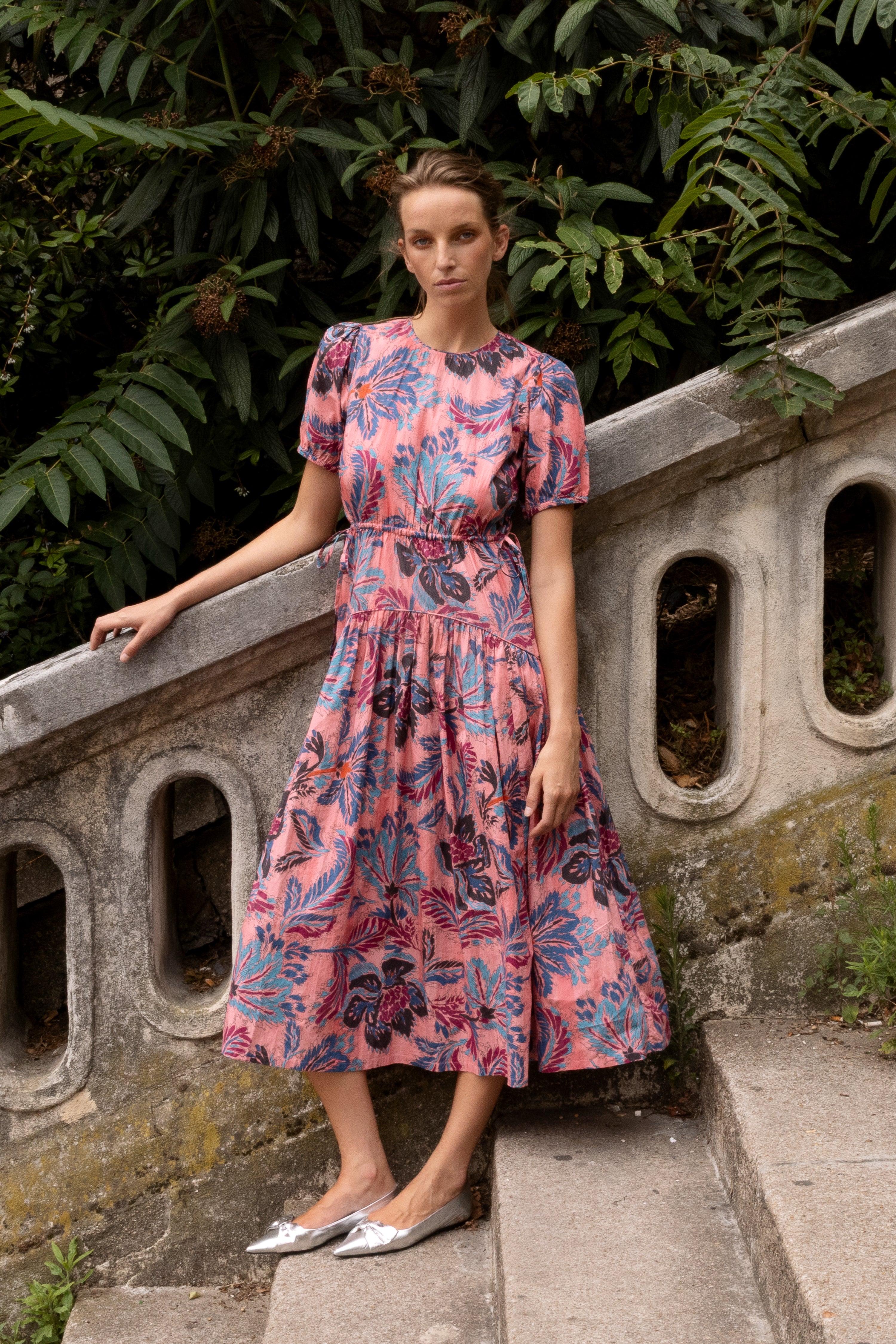 Piped Puff Sleeve Maxi- Chennai Rose