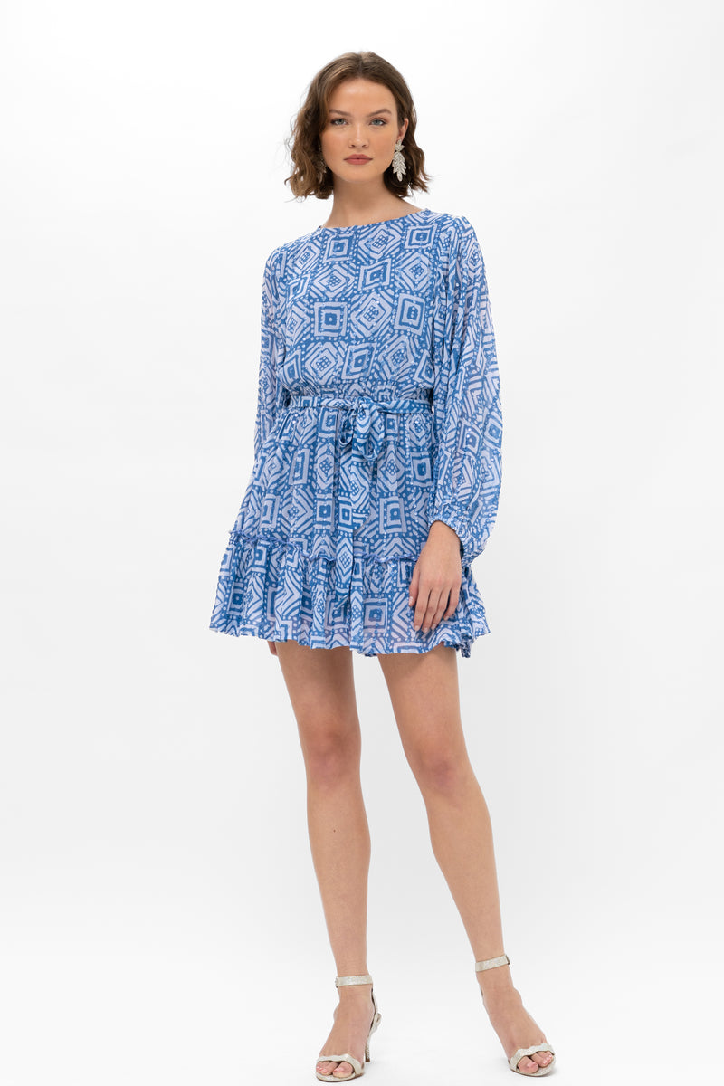 Flirty Short Dress- Bali Blue