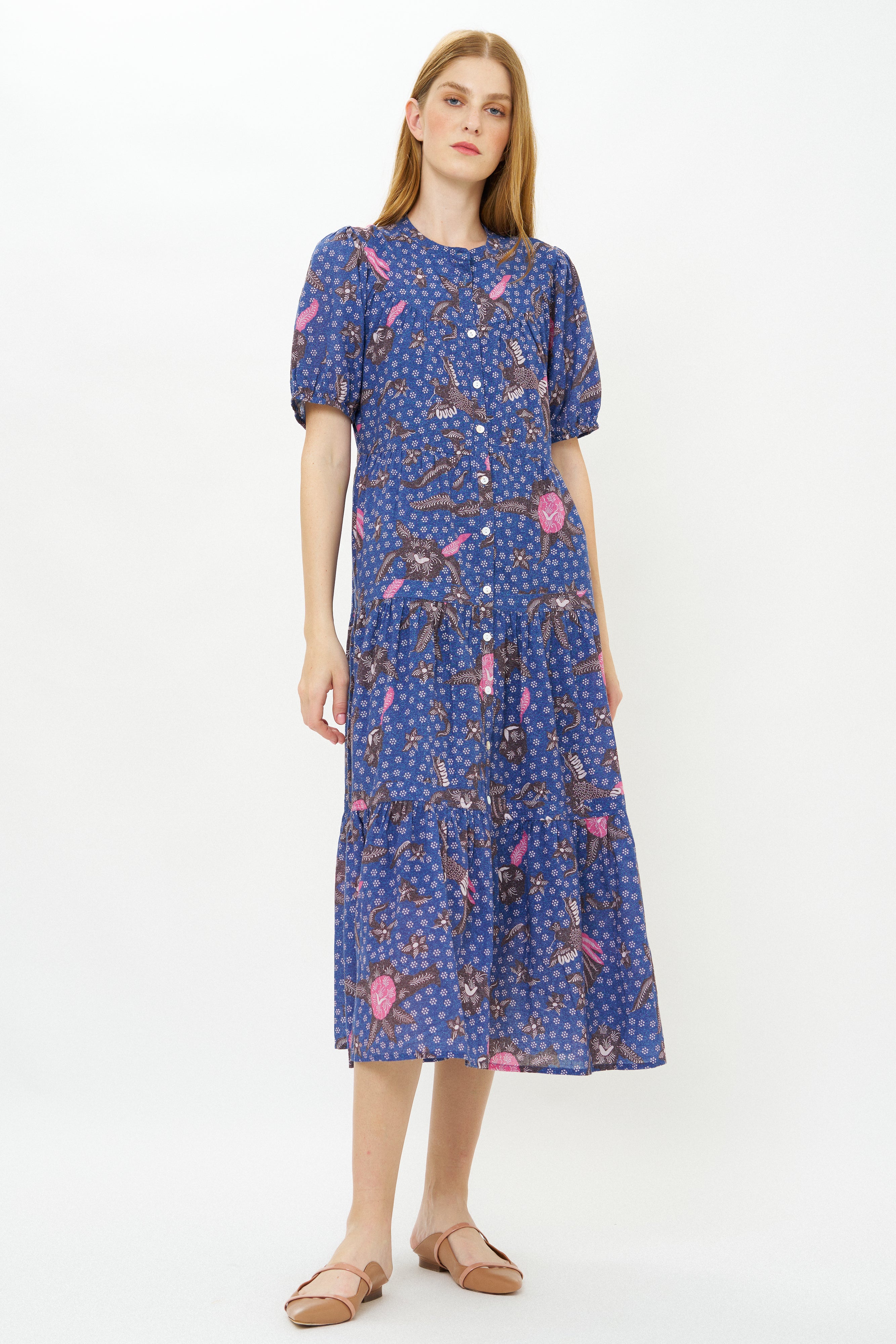 Scoop Tiered Midi- Bali Navy