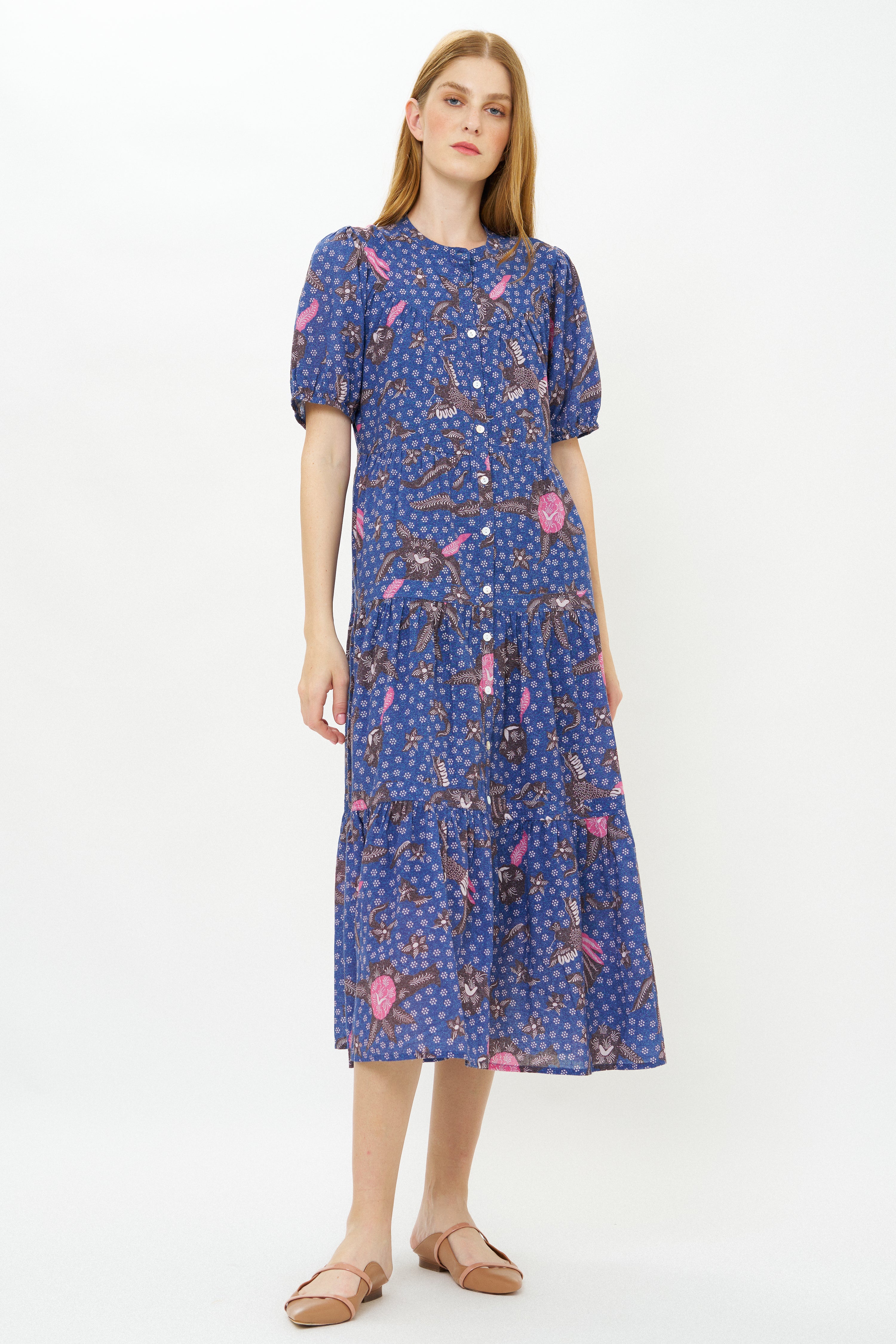 Scoop Tiered Midi- Bali Navy